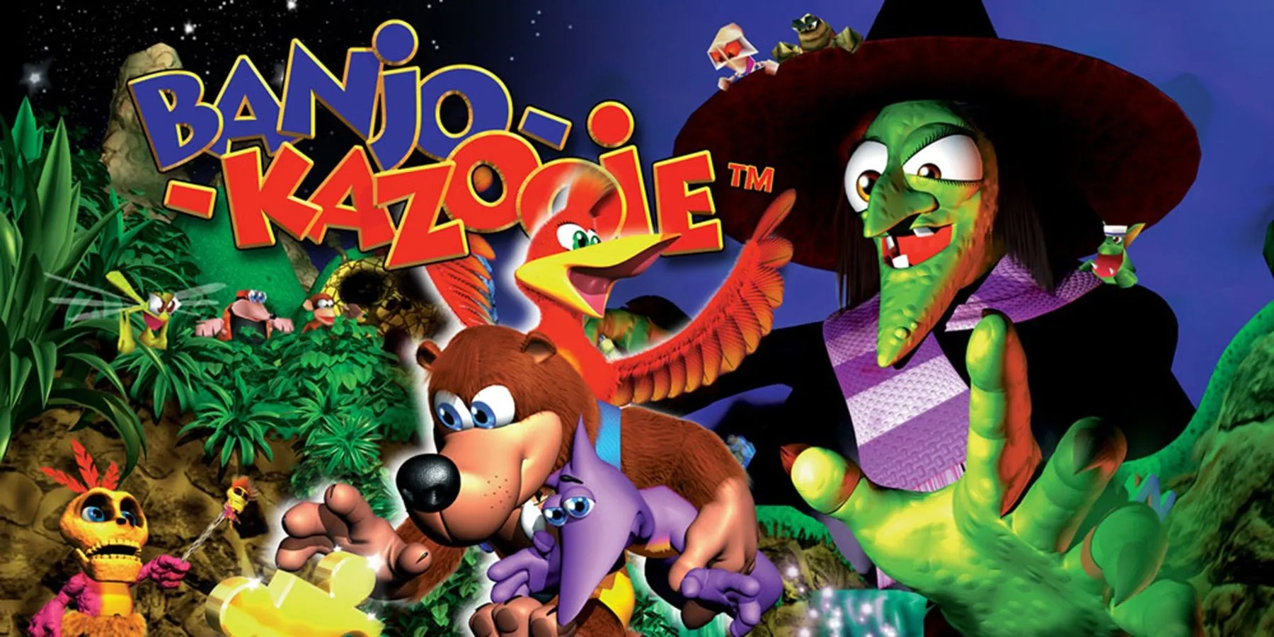 Ảnh bìa game Banjo-Kazooie với biểu tượng hai nhân vật chính và tên game.