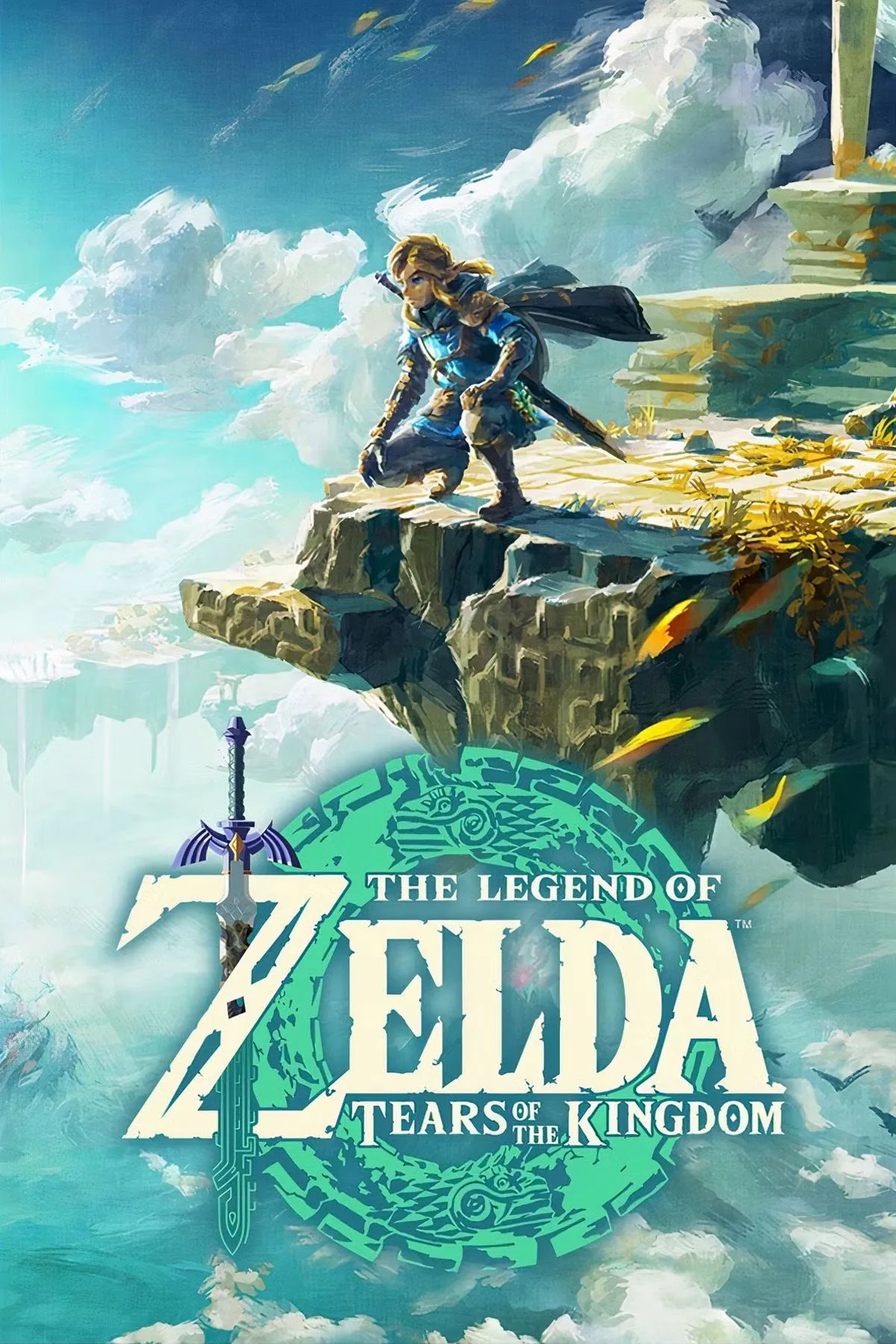 Ảnh bìa The Legend of Zelda: Tears of the Kingdom với Link và cảnh quan Hyrule
