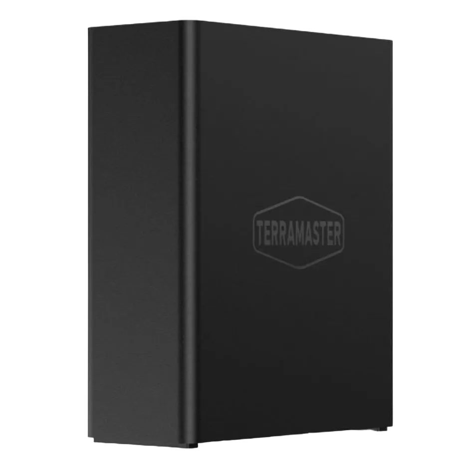 Ảnh render trong suốt của NAS TerraMaster F8 SSD Plus hiển thị các khe M.2 SSD bên trong