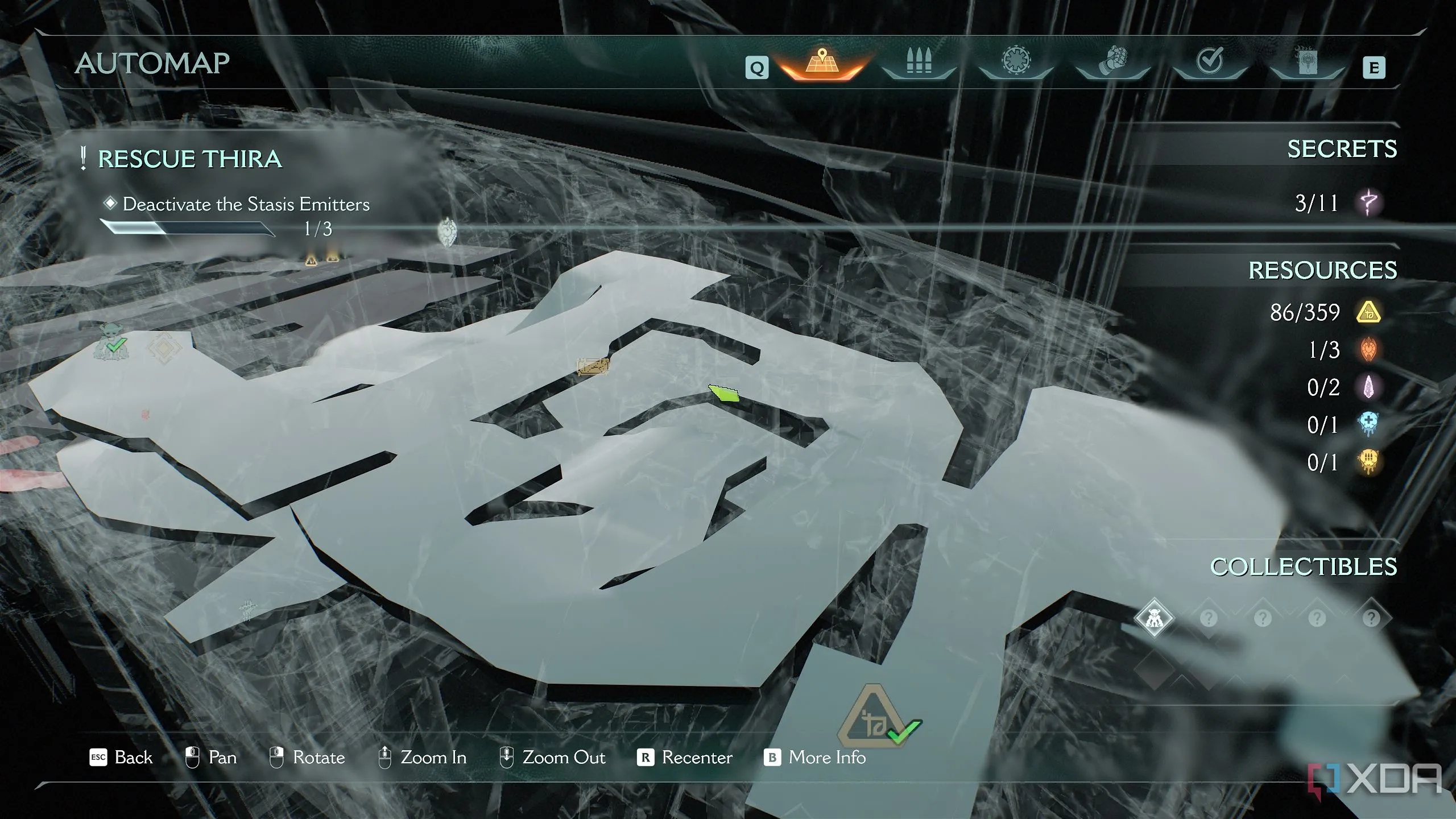 Bản đồ 3D Automap hiển thị vị trí khu vực bí mật 4 trong Chương 14 Doom The Dark Ages.