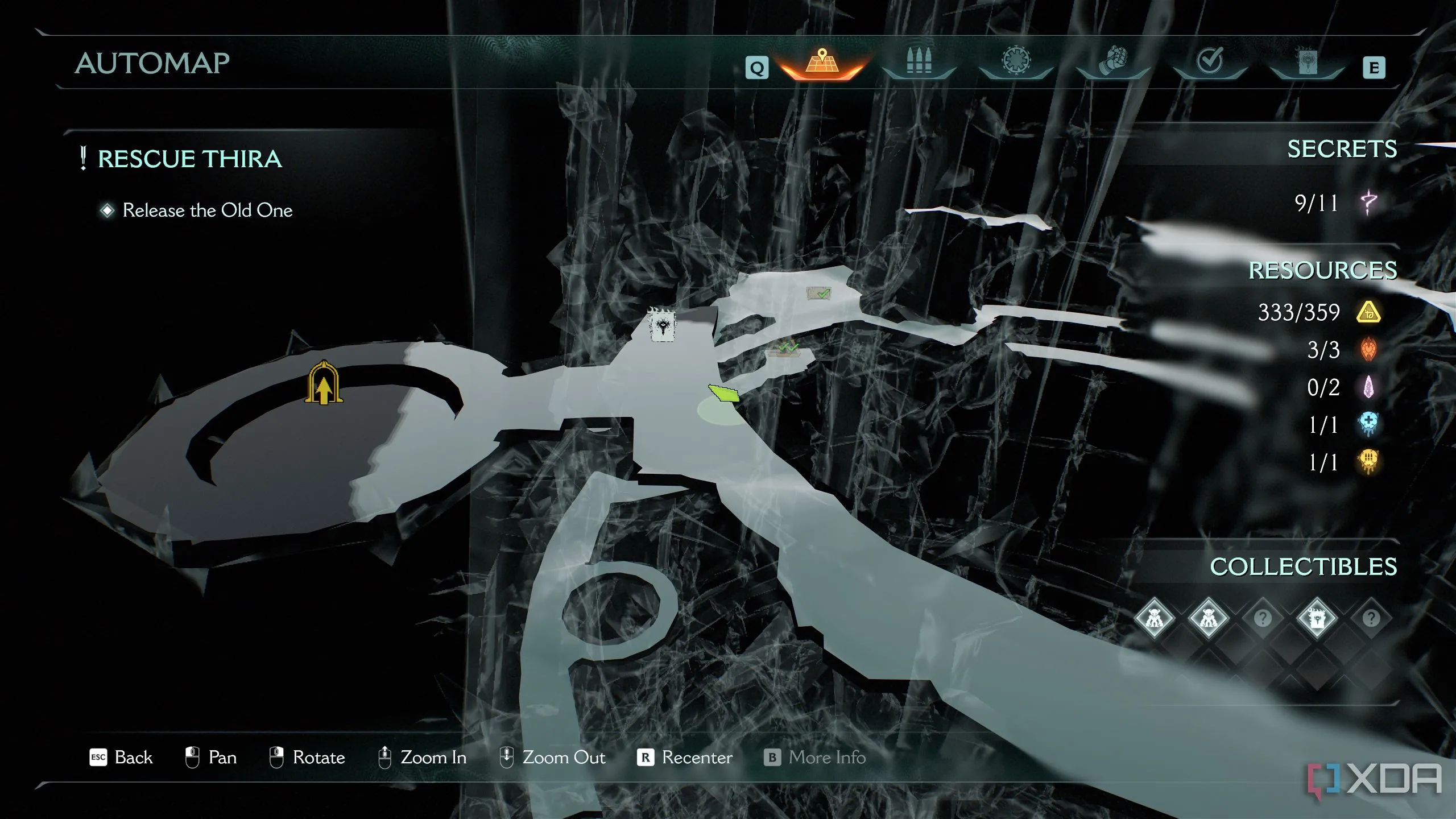 Bản đồ 3D Automap hiển thị vị trí Trang Codex cuối cùng trong Chương 14 Doom The Dark Ages.