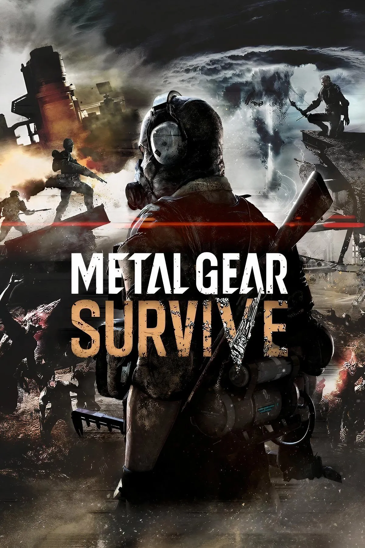 Bìa game Metal Gear Survive, thể hiện sự thay đổi định hướng từ stealth sang sinh tồn zombie.