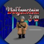 Bìa game Wolfenstein 3D, mô tả nhân vật chính BJ Blazkowicz cầm súng