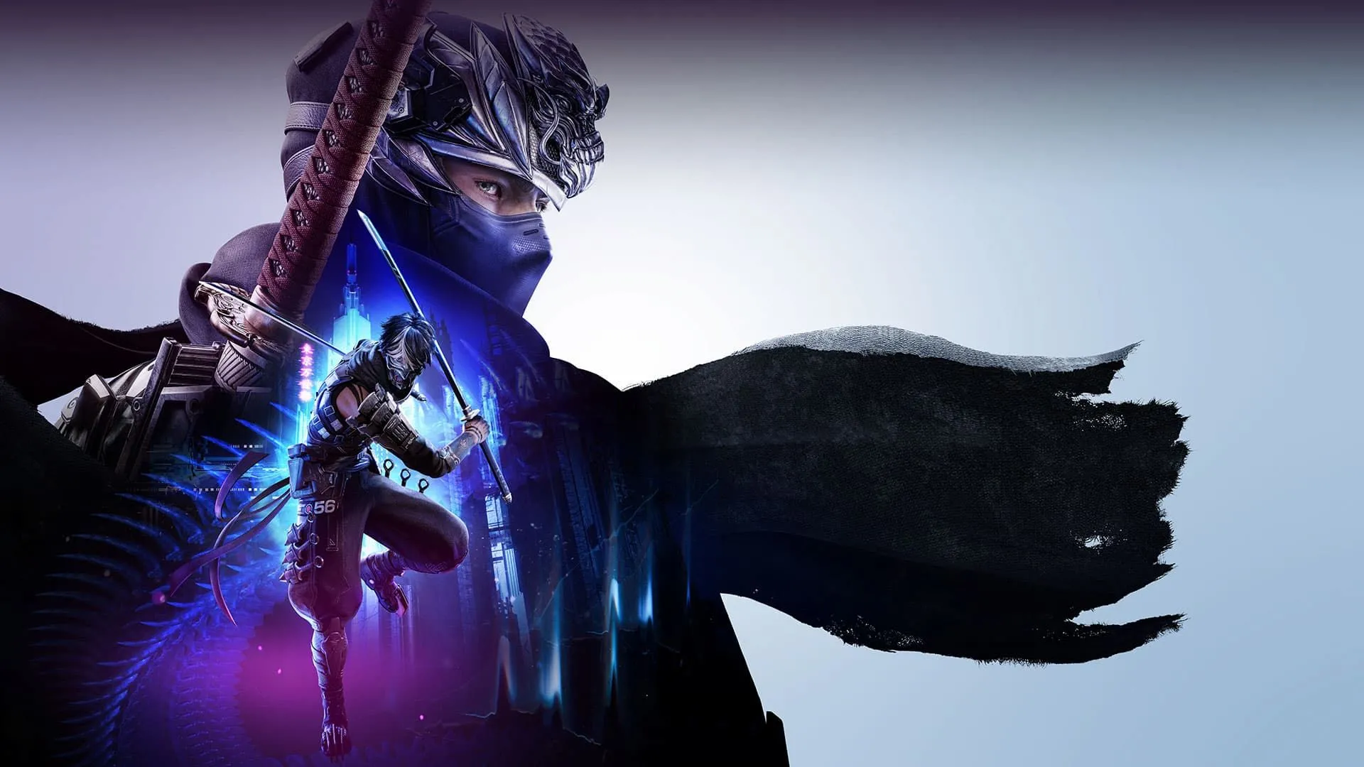Bìa nghệ thuật của Ninja Gaiden 4, với nhân vật chính Yakumo cầm vũ khí sắc bén và khung cảnh chiến đấu đầy kịch tính.