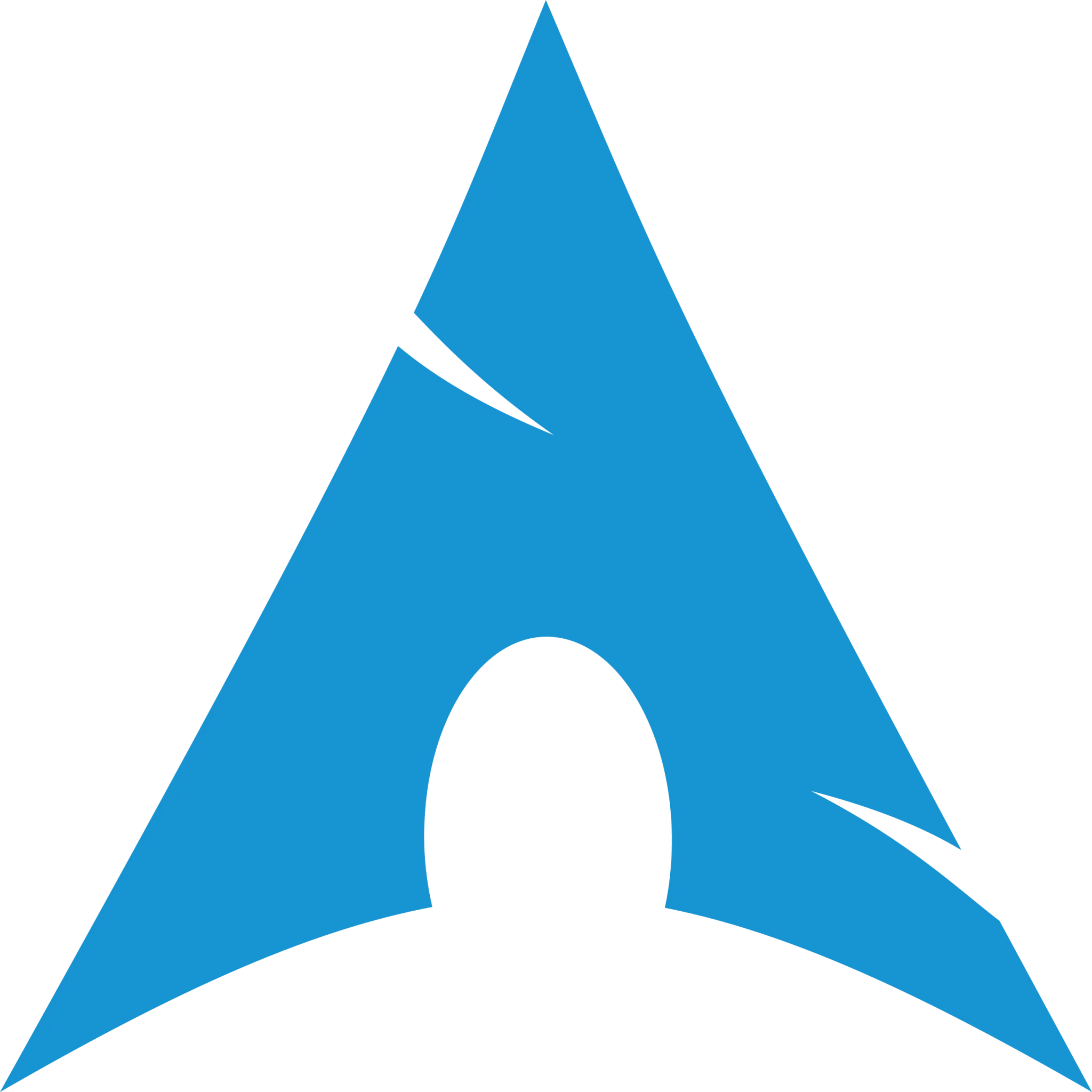 Biểu tượng logo chính thức của hệ điều hành Arch Linux trên nền tối