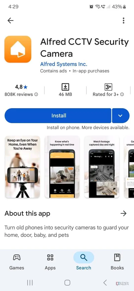 Biểu tượng ứng dụng Alfred Security trên Google Play Store, sẵn sàng để cài đặt.