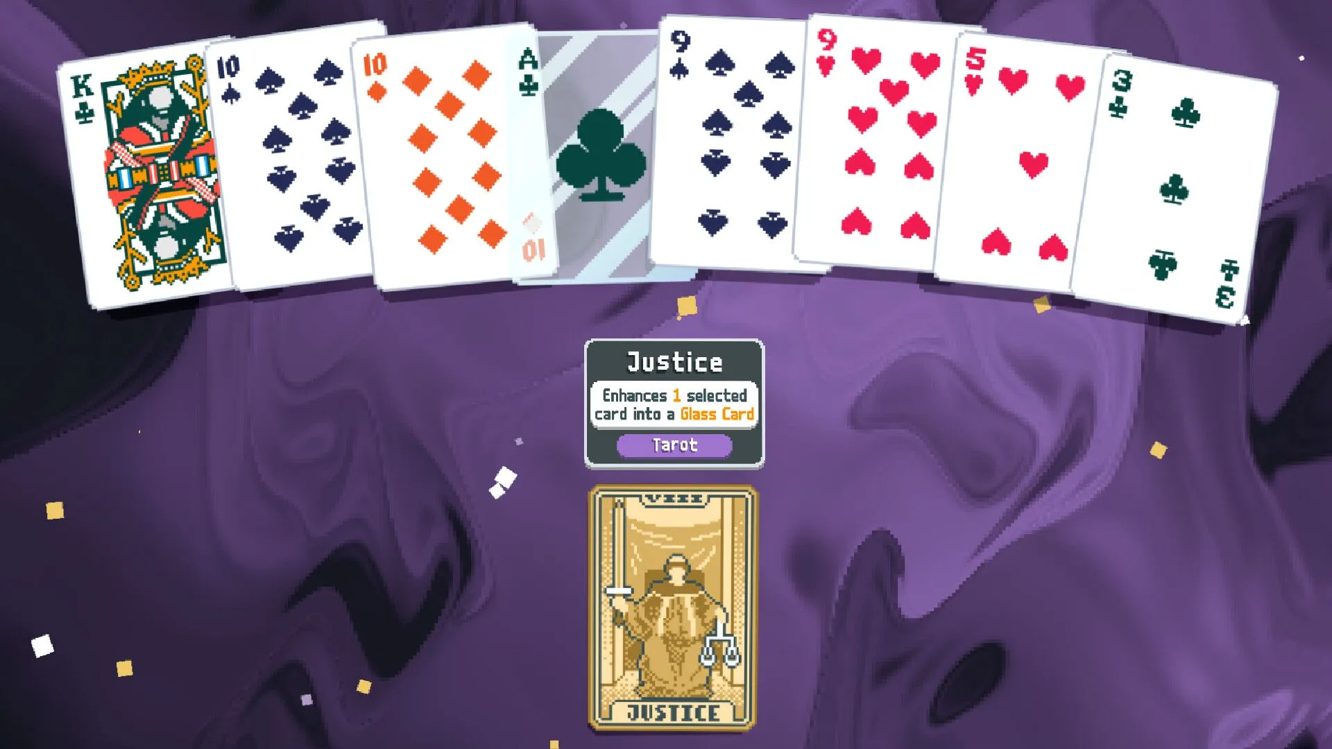 Bộ bài Balatro đặt trên nền tím, biểu tượng cho sự sáng tạo và đổi mới của các game indie trong bối cảnh ngành công nghiệp game.