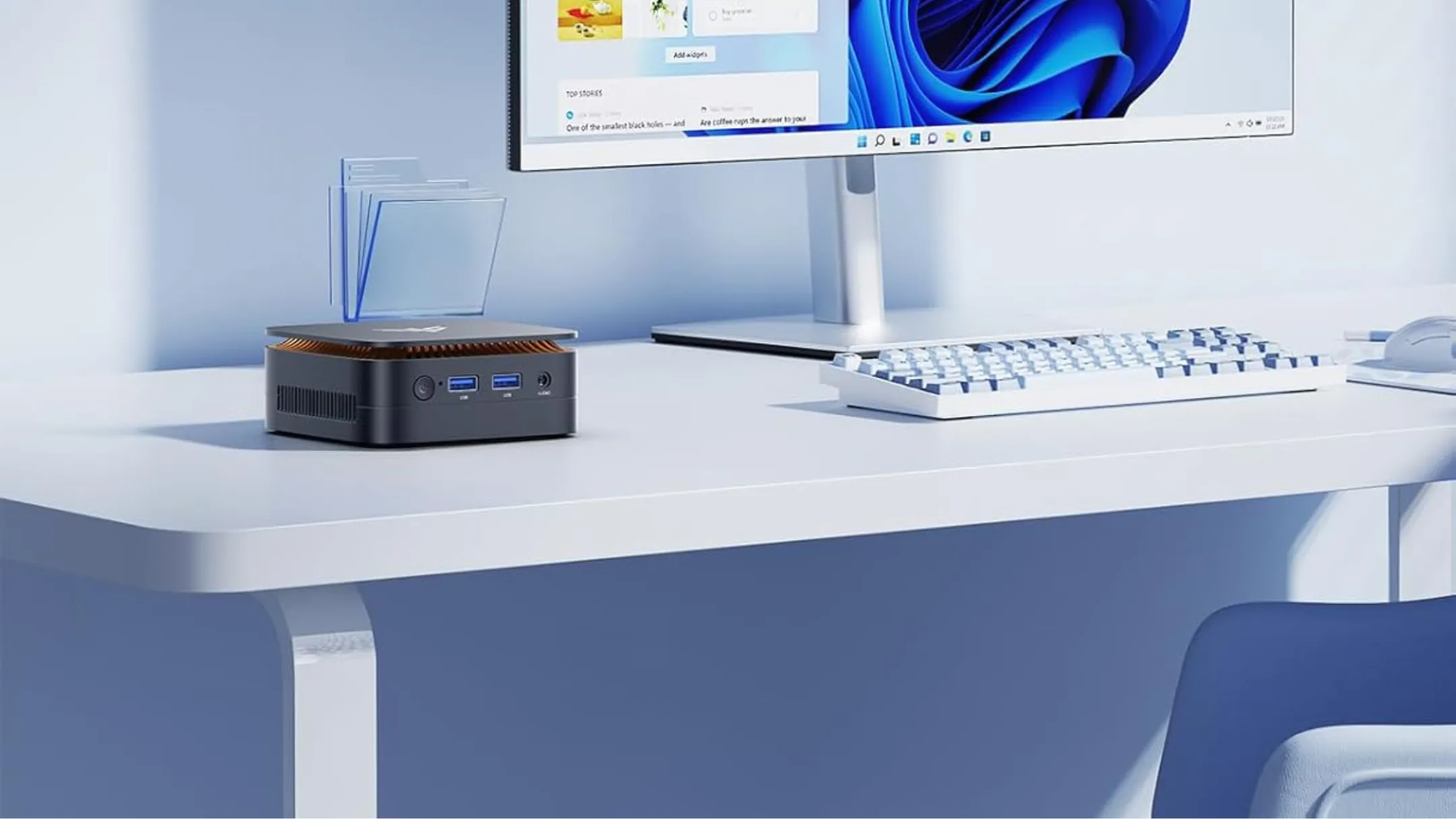 Các cổng kết nối đa dạng trên Mini PC KAMRUI, bao gồm USB-A, HDMI và cổng Ethernet.