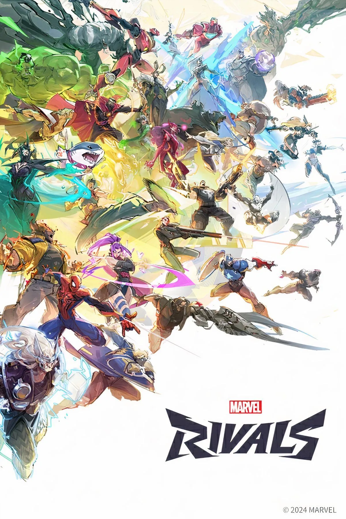 Các nhân vật quen thuộc của Marvel Rivals như Doctor Strange, Rocket Racoon và Iron Man chiến đấu trong một môi trường đô thị, thể hiện sự đa dạng và sức hút của dàn anh hùng trong game hero shooter mới này.