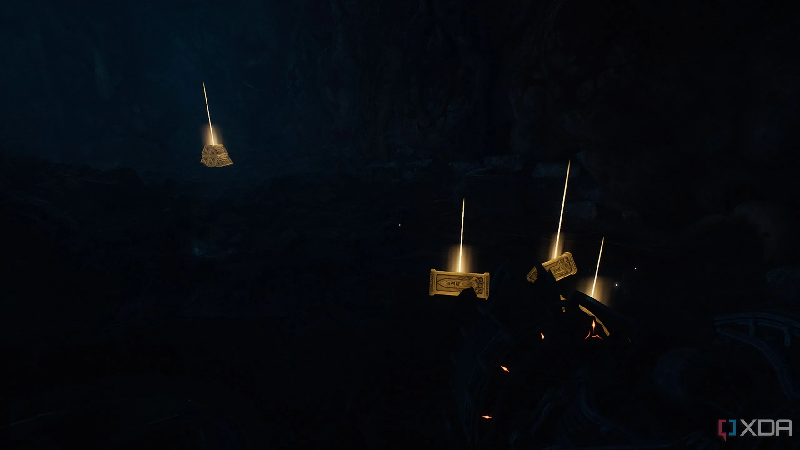 Các thanh vàng nằm rải rác trên sàn nhà, bổ sung tài nguyên cho người chơi trong Chapter 2 Doom The Dark Ages.