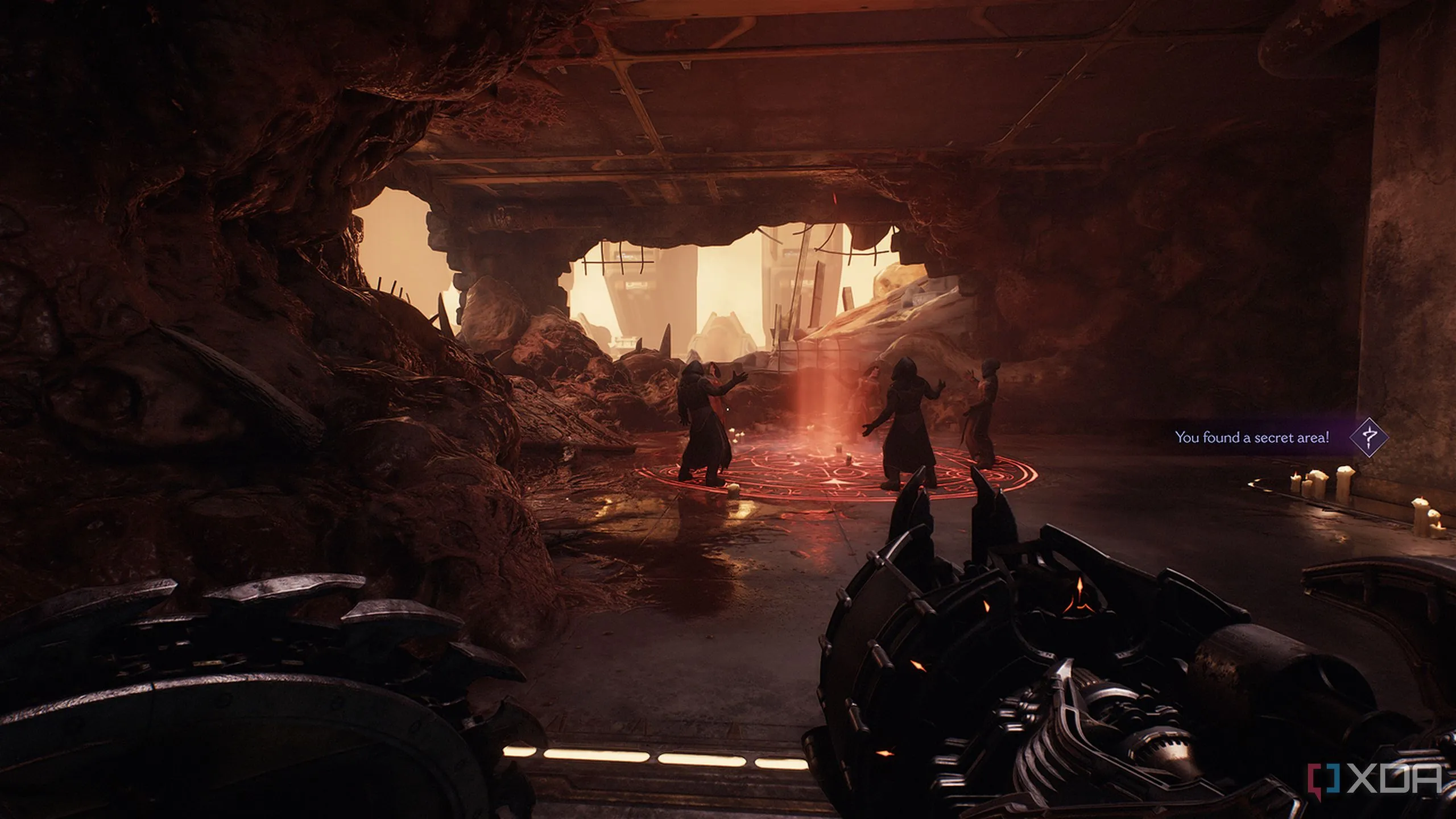 Các tín đồ quỷ đang cầu nguyện trong khu vực bí mật đầu tiên ở Chapter 2 Hebeth của Doom The Dark Ages.