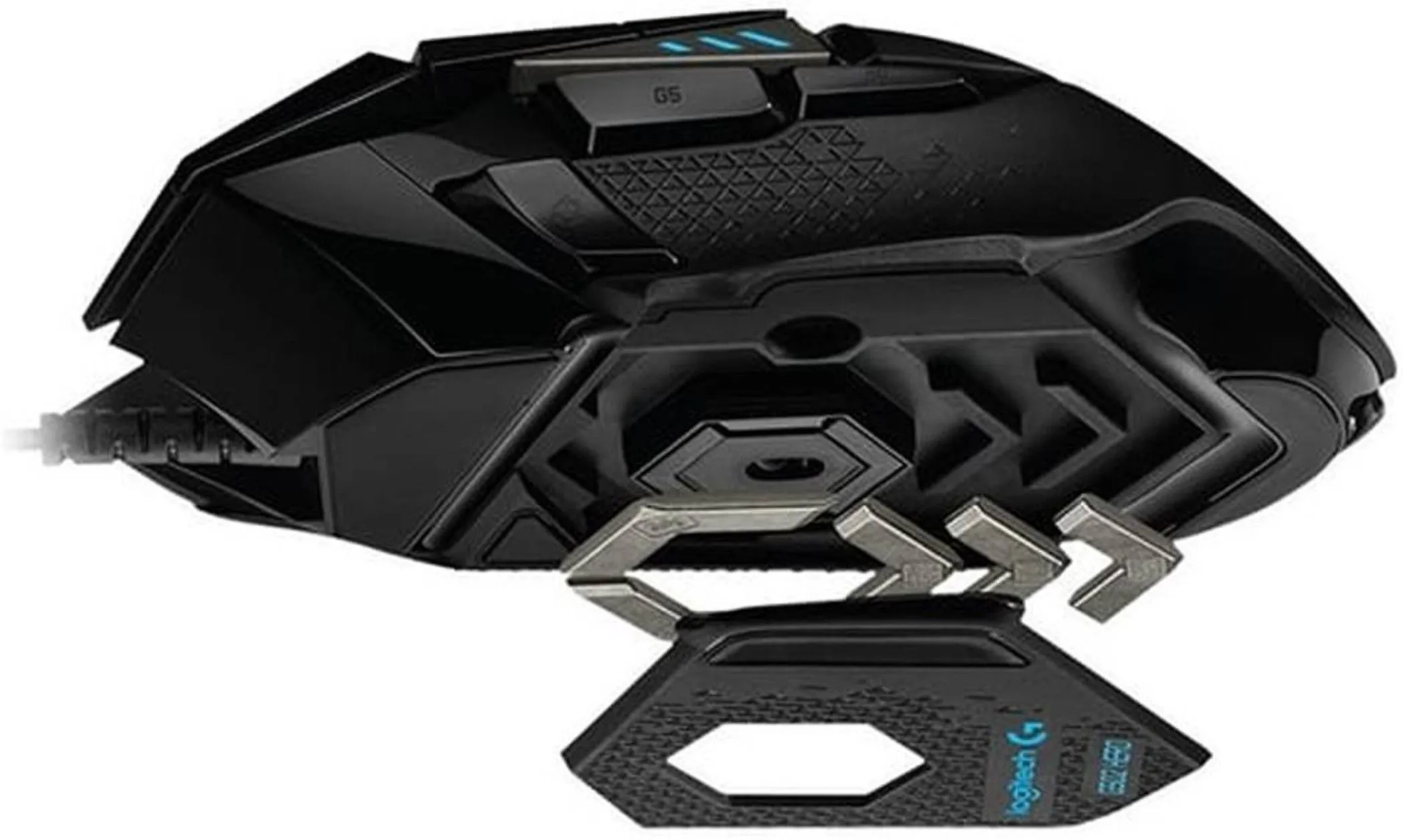 Các viên tạ điều chỉnh trọng lượng bên trong chuột gaming Logitech G502