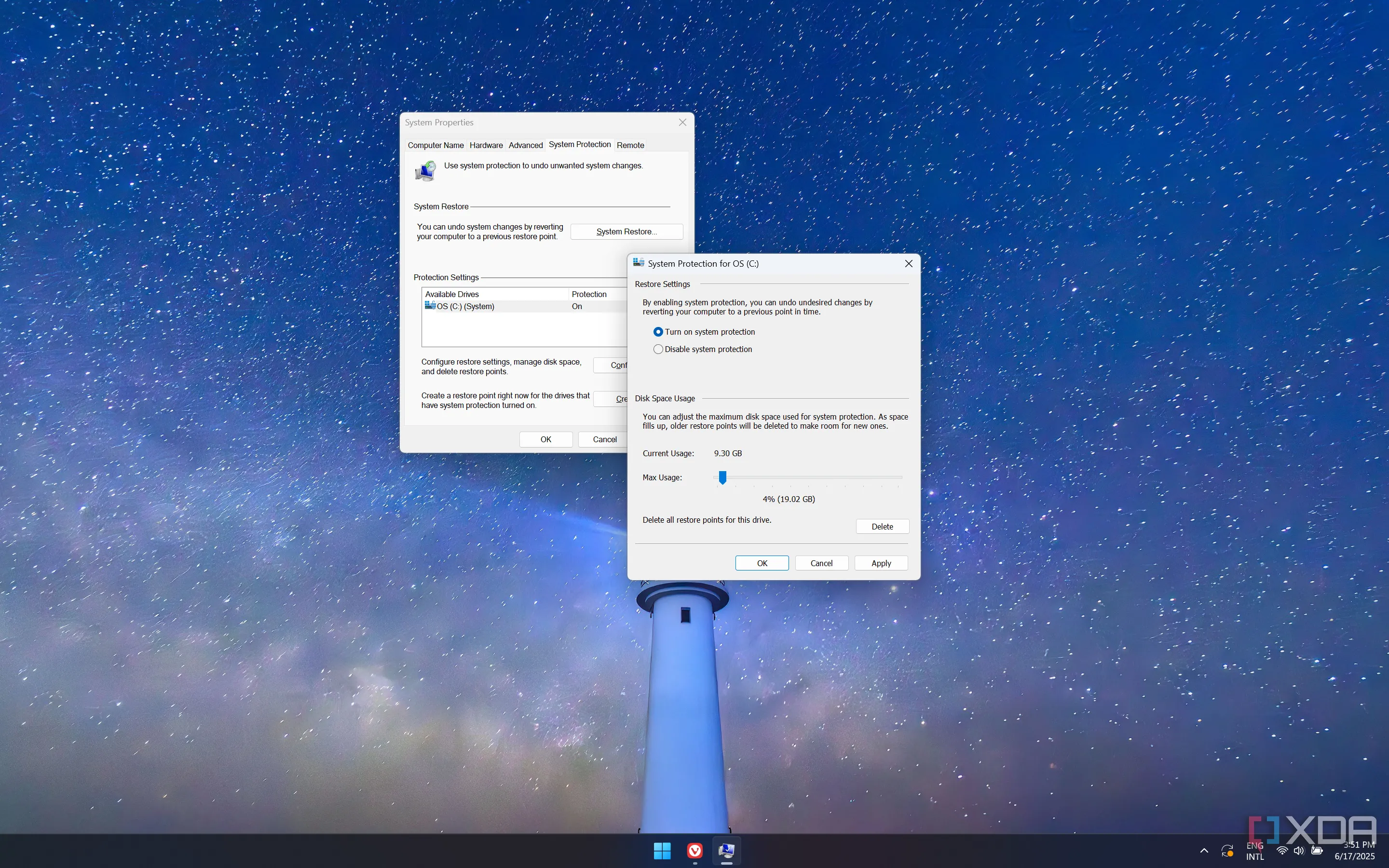 Cài đặt Khôi phục Hệ thống trên Windows 11 giúp tạo điểm sao lưu PC.