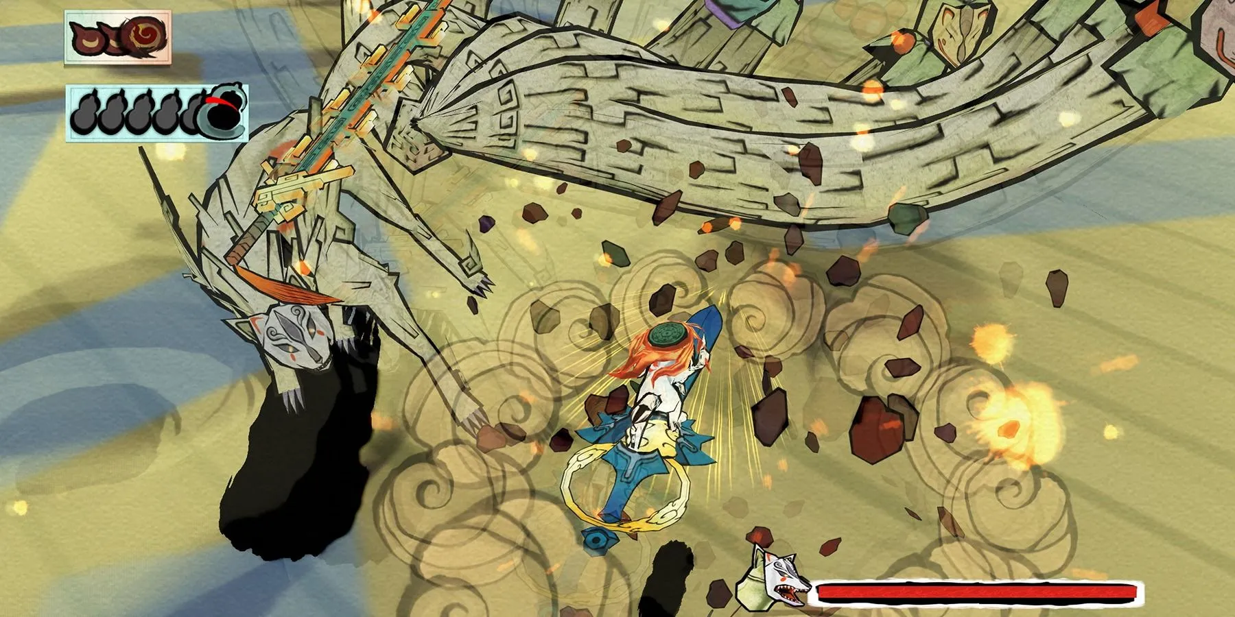 Cận cảnh Amaterasu trong trận chiến Okami