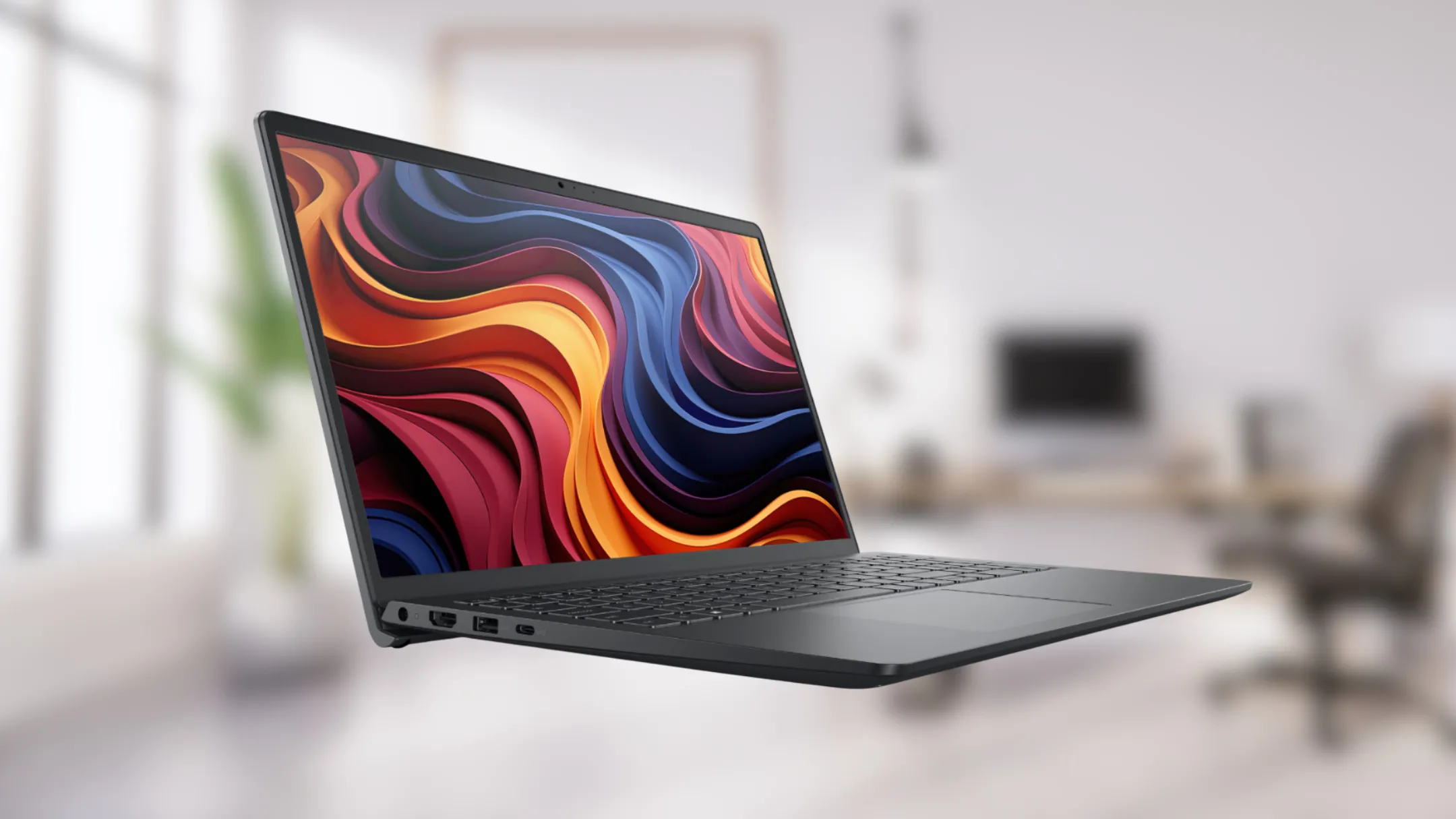 Cận cảnh bàn phím, chiếu nghỉ tay và các cổng kết nối trên Laptop Dell 15