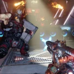 Cảnh chiến đấu căng thẳng trong Borderlands 3 trên Nintendo Switch 2, thể hiện đồ họa và hiệu ứng được cải thiện.