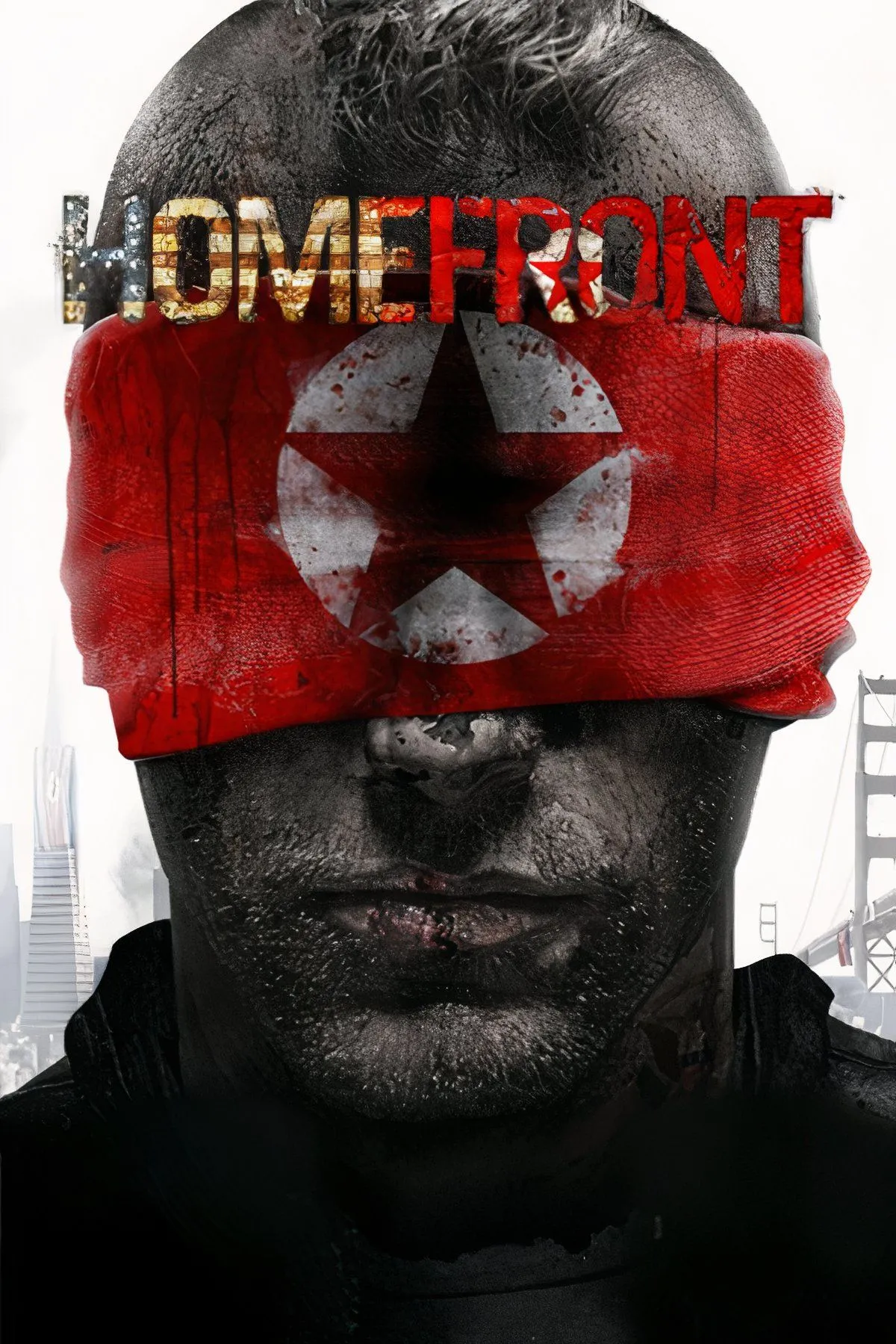 Cảnh chiến đấu trong game Homefront, lính Mỹ chiến đấu chống lại quân đội Triều Tiên tại một thành phố bị tàn phá.