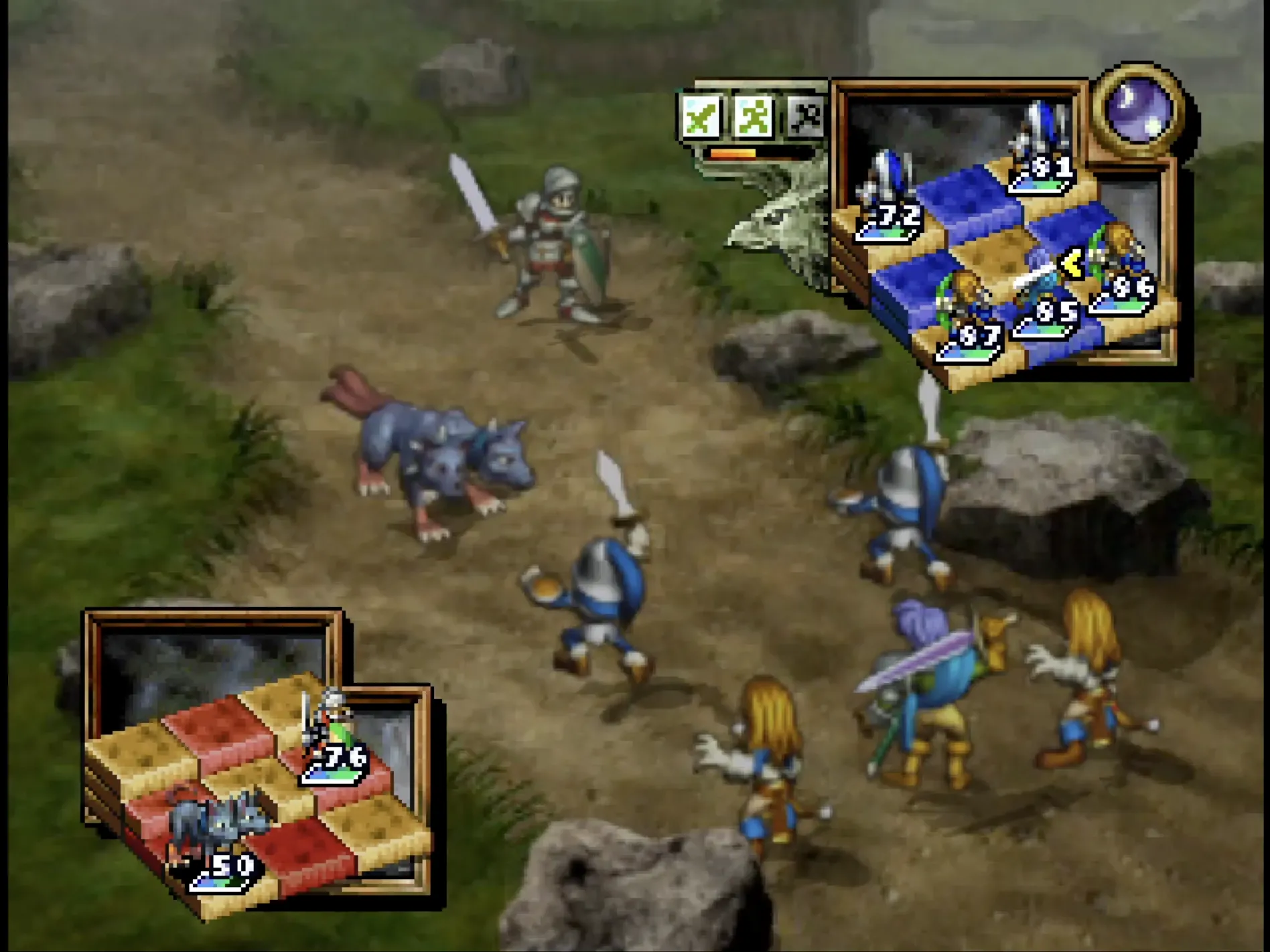 Cảnh chiến đấu trong game nhập vai chiến thuật Ogre Battle 64