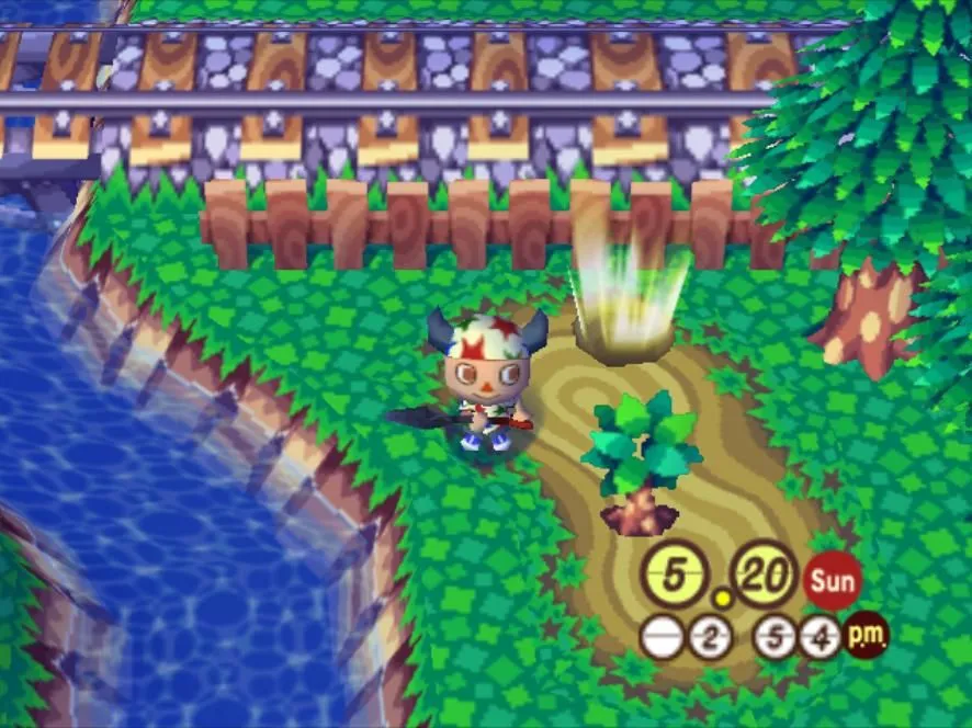 Cảnh chơi game Animal Crossing, mô phỏng cuộc sống làng quê trên giả lập GameCube