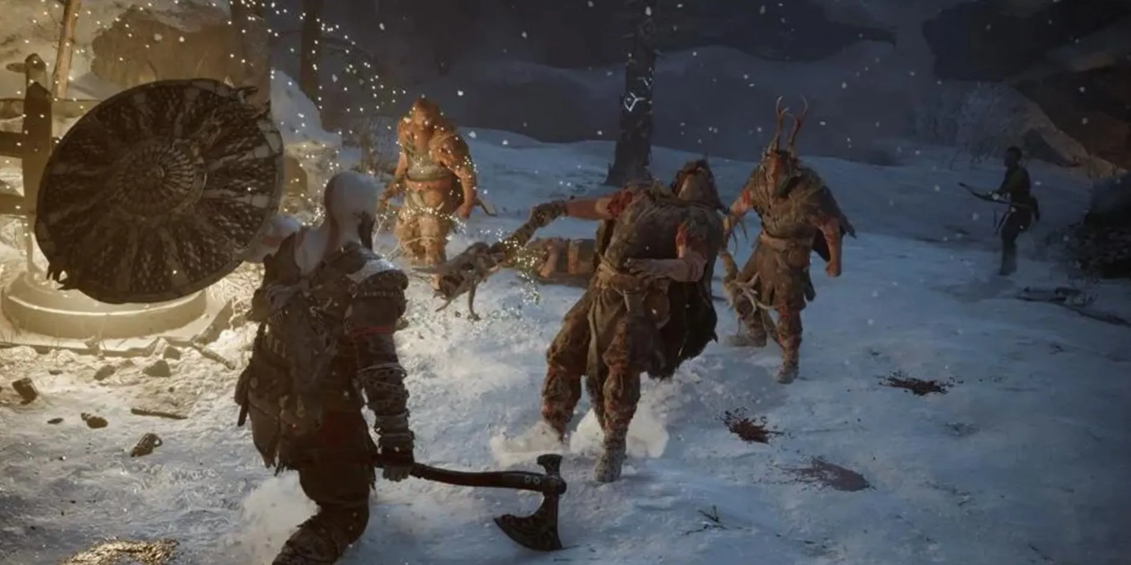 Cảnh gameplay God of War Ragnarok với Kratos và môi trường game chi tiết