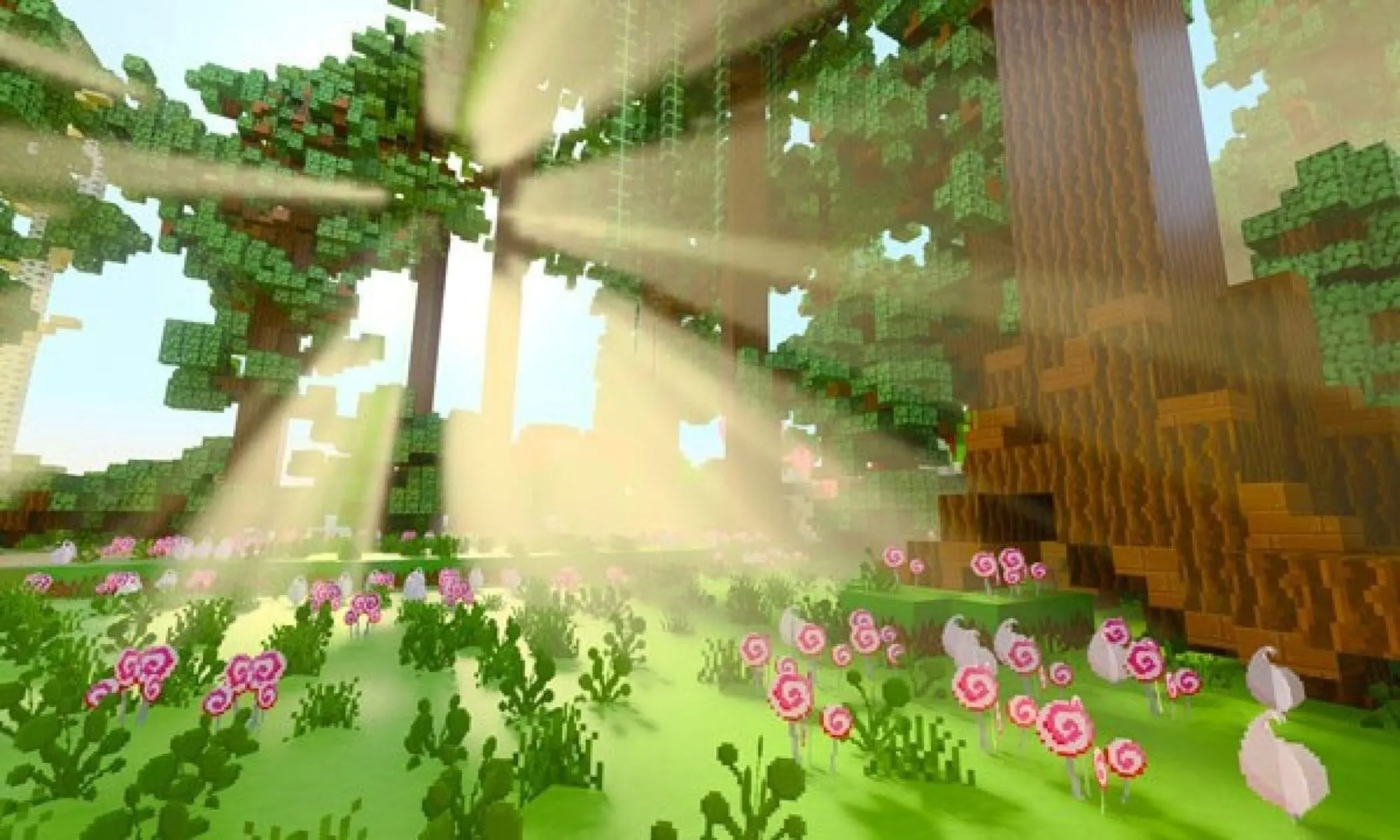 Cảnh quan Minecraft với hiệu ứng ánh sáng Ray Tracing, khối block trở nên sống động hơn