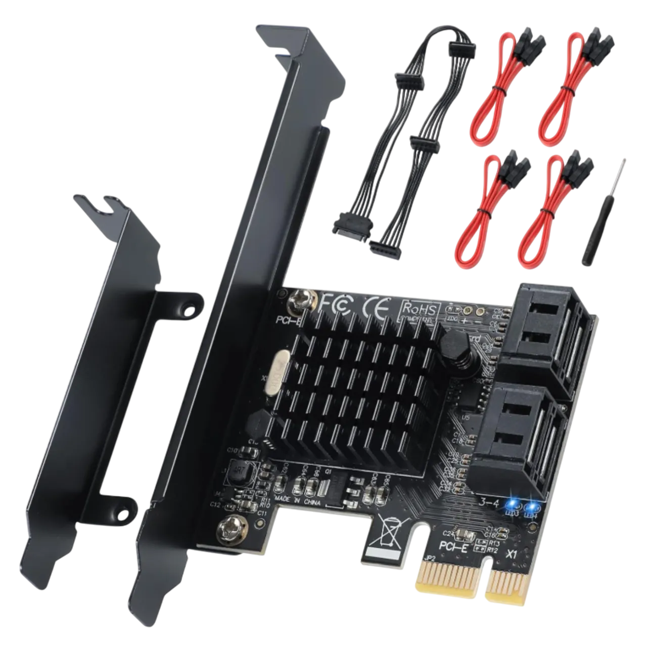 Card điều khiển PCIe X1 sang SATA 3.0 ACTIMED, mở rộng cổng SATA cho PC.