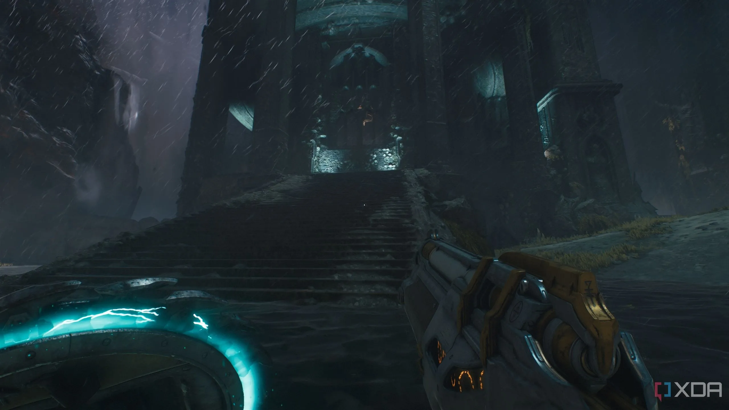 Cầu thang dẫn đến vị trí Ruby đỏ đầu tiên trong Chương 14 Doom The Dark Ages.