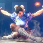 Chun-Li trong Street Fighter 6 với trang phục Qipao đặc trưng và thế võ uyển chuyển, biểu tượng nữ chiến binh game đối kháng.