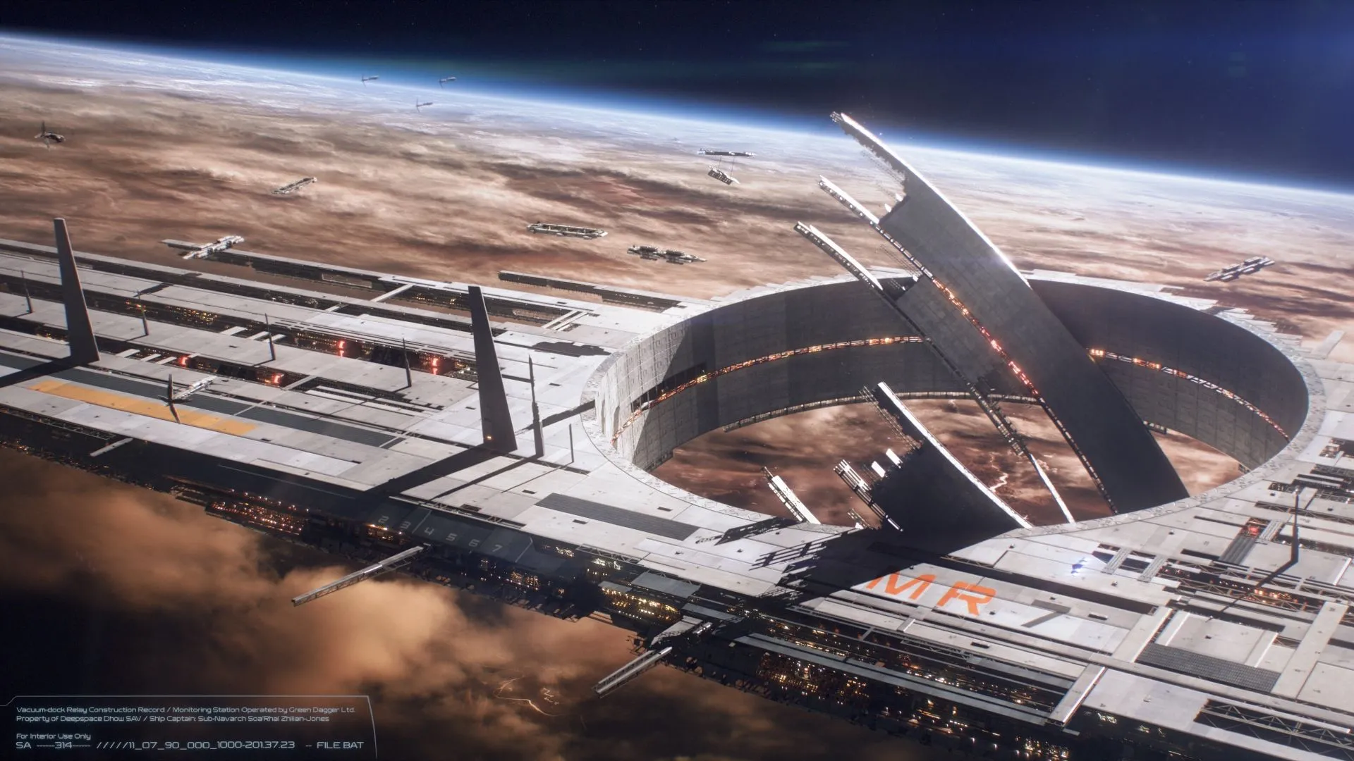 Concept art Mass Effect 5 năm 2022 hé lộ cấu trúc giống Mass Relay hoặc trạm không gian lớn, gợi ý sự trở lại của công nghệ dịch chuyển quan trọng.