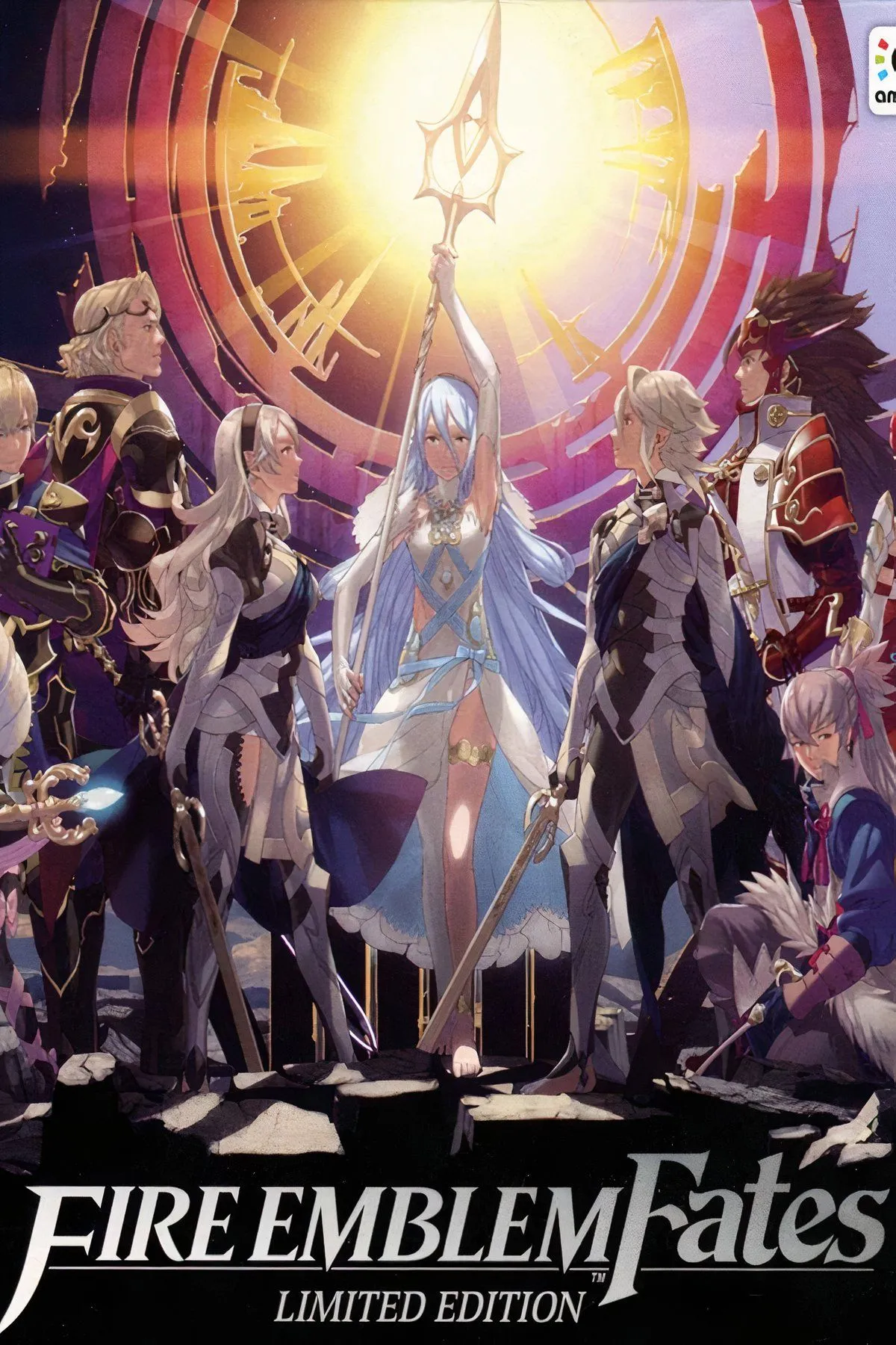 Corrin và các nhân vật chính trong Fire Emblem Fates, thể hiện bối cảnh chiến tranh