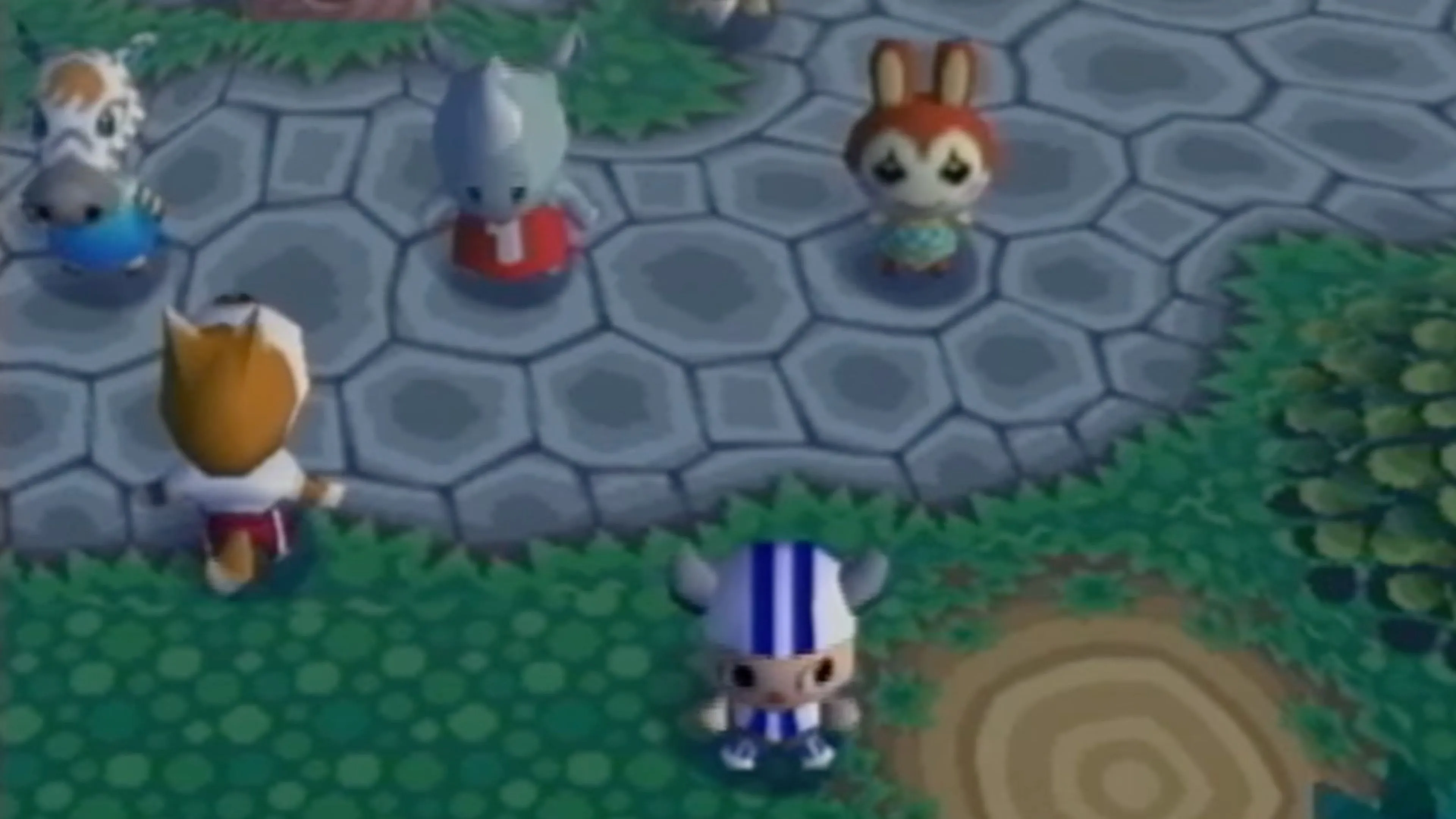 Cư dân và các con vật đang trò chuyện trong Animal Crossing GameCube