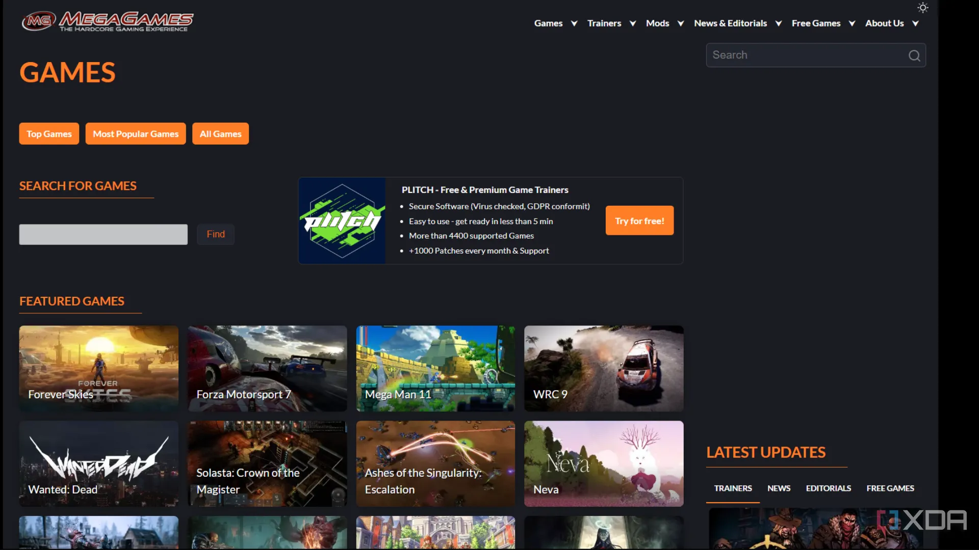 Danh mục game miễn phí trên website Mega Games