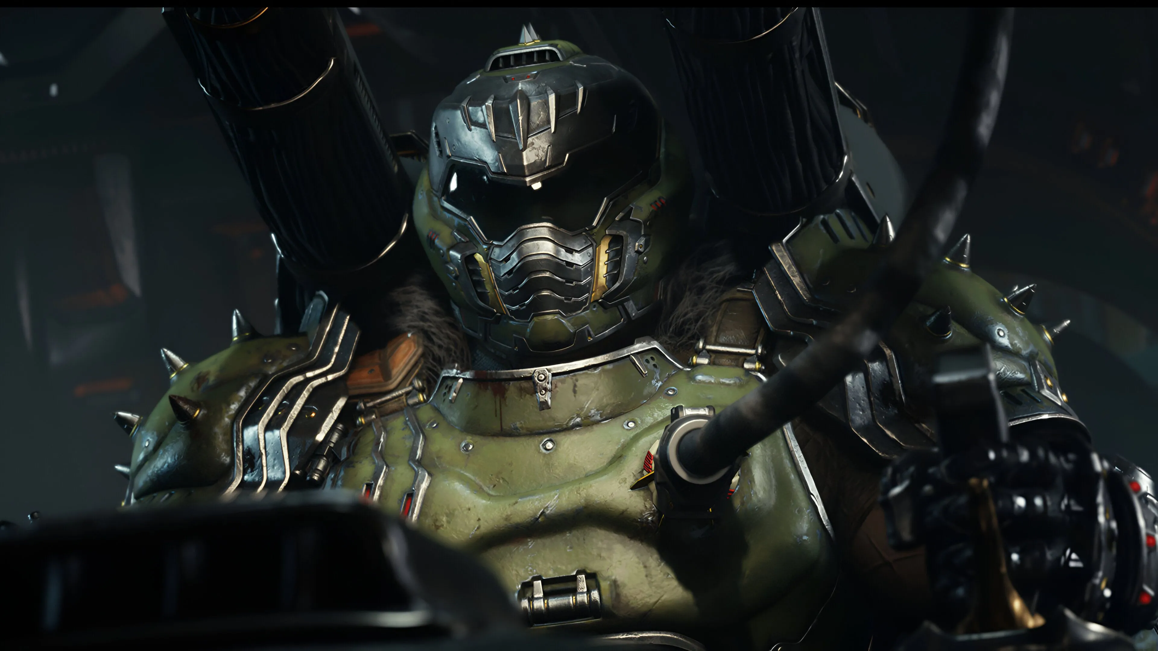 Doom Slayer điều khiển mech Atlan trong Doom The Dark Ages, thể hiện chi tiết đồ họa ấn tượng.