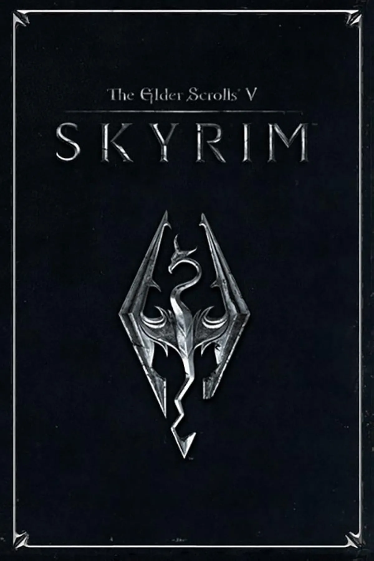 Dragonborn đối mặt với rồng trên bìa game The Elder Scrolls V: Skyrim