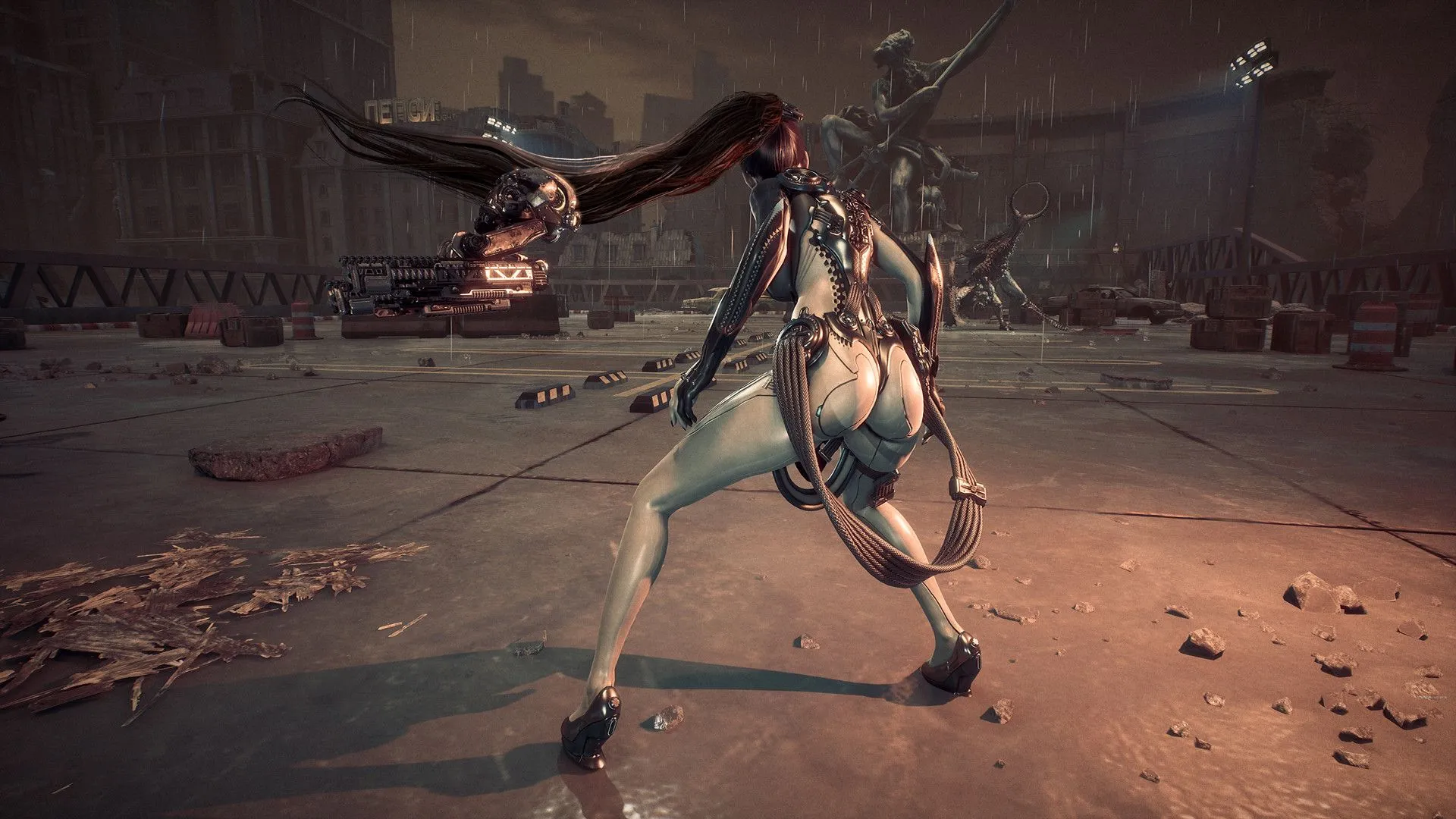 Eve đối đầu với boss Abaddon trong Stellar Blade, minh họa hệ thống chiến đấu mãn nhãn