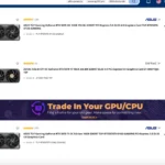 Giá card đồ họa Nvidia RTX 50 series trên Newegg thể hiện tình trạng hết hàng và giá cao
