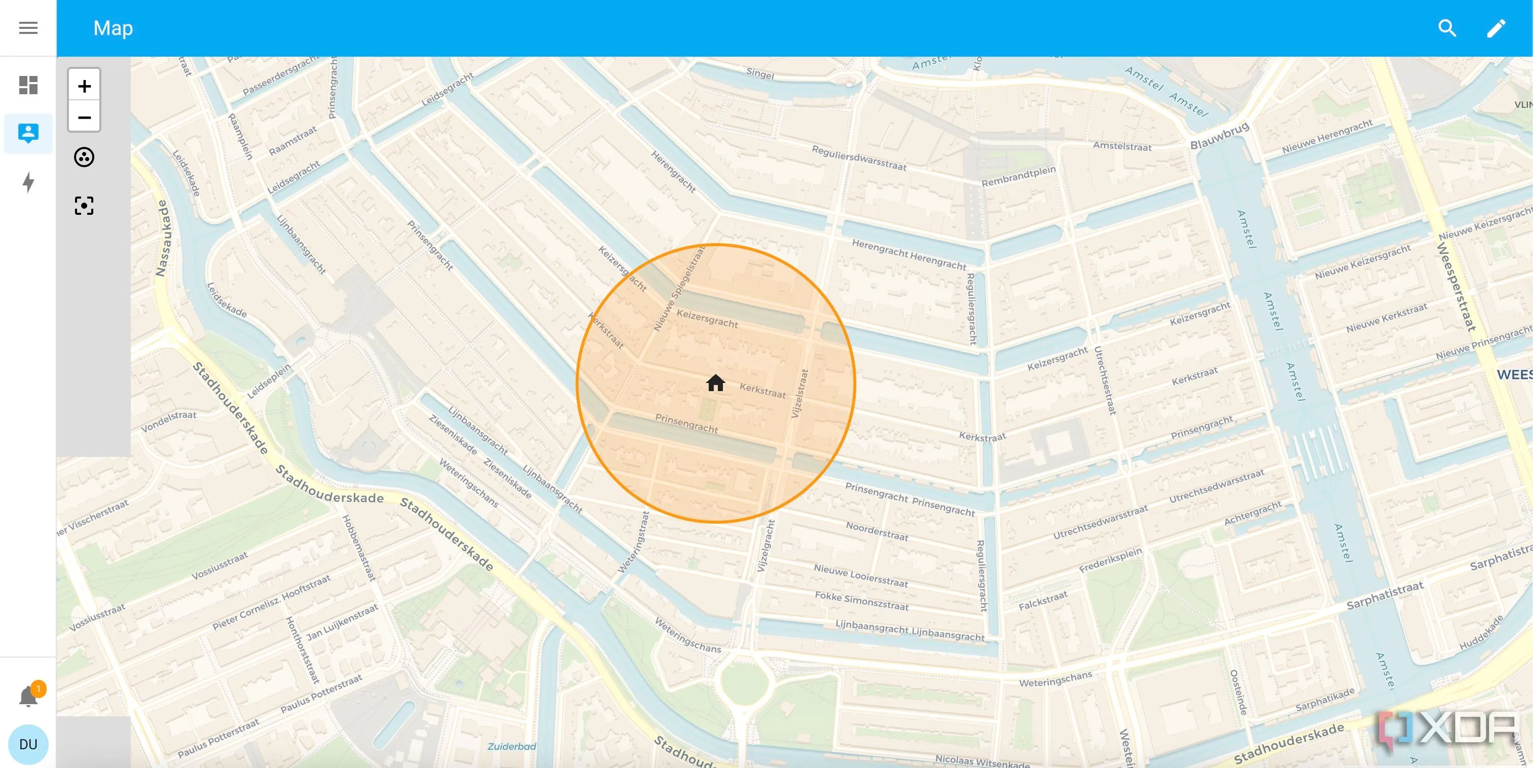 Giao diện bản đồ trên Home Assistant hiển thị vị trí người dùng, minh họa tích hợp Proximity điều khiển thiết bị tự động.