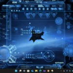 Giao diện cài đặt skin Neon Space Rainmeter với chủ đề không gian khoa học viễn tưởng