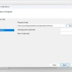 Giao diện cài đặt Task Scheduler để tự động khởi chạy ứng dụng Spotify vào thời gian cụ thể