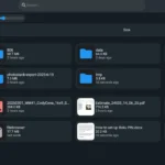 Giao diện chính FileBrowser Quantum hiển thị menu điều hướng và danh sách tệp