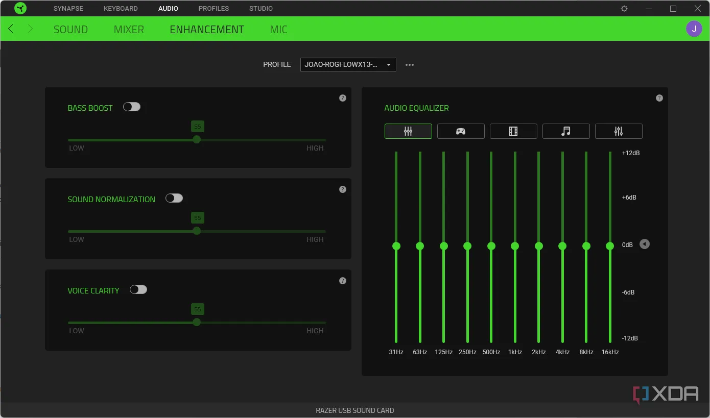 Giao diện phần mềm Razer Synapse hiển thị cài đặt âm thanh cho tai nghe không dây, minh họa sự phụ thuộc vào phần mềm điều khiển thiết bị