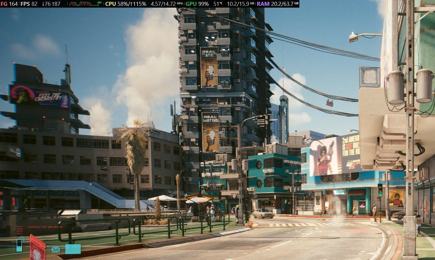 Giao diện Steam Overlay hiển thị chi tiết hiệu năng game trong Cyberpunk 2077