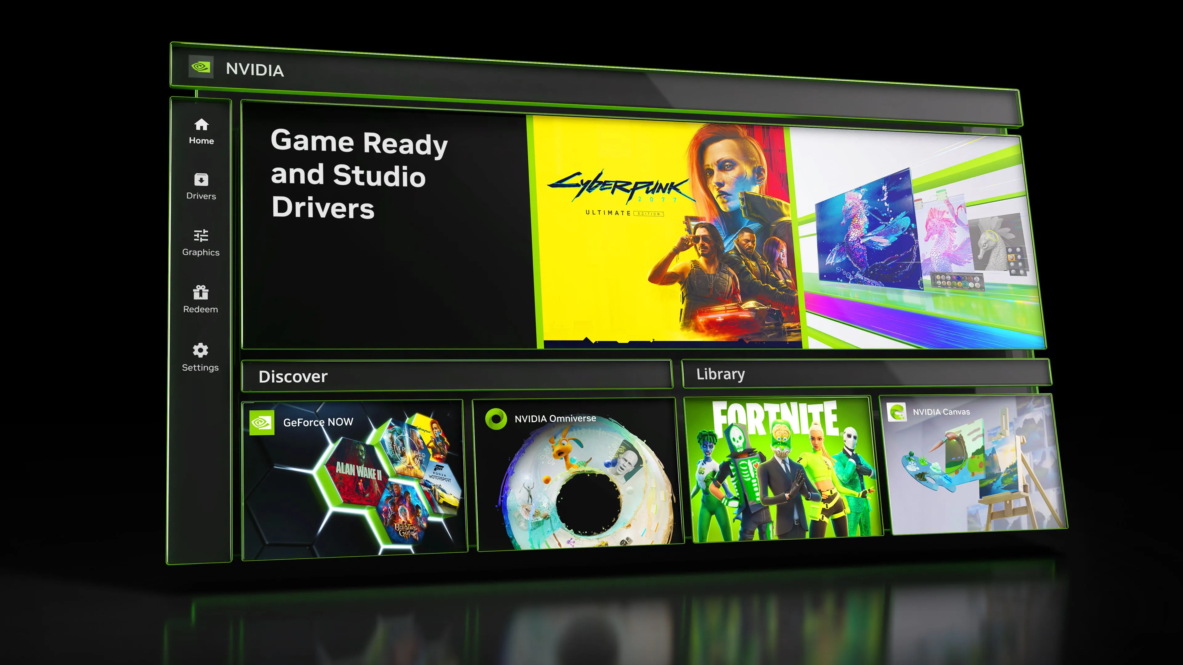 Giao diện ứng dụng Nvidia, nơi người dùng thường quản lý các bản cập nhật driver.