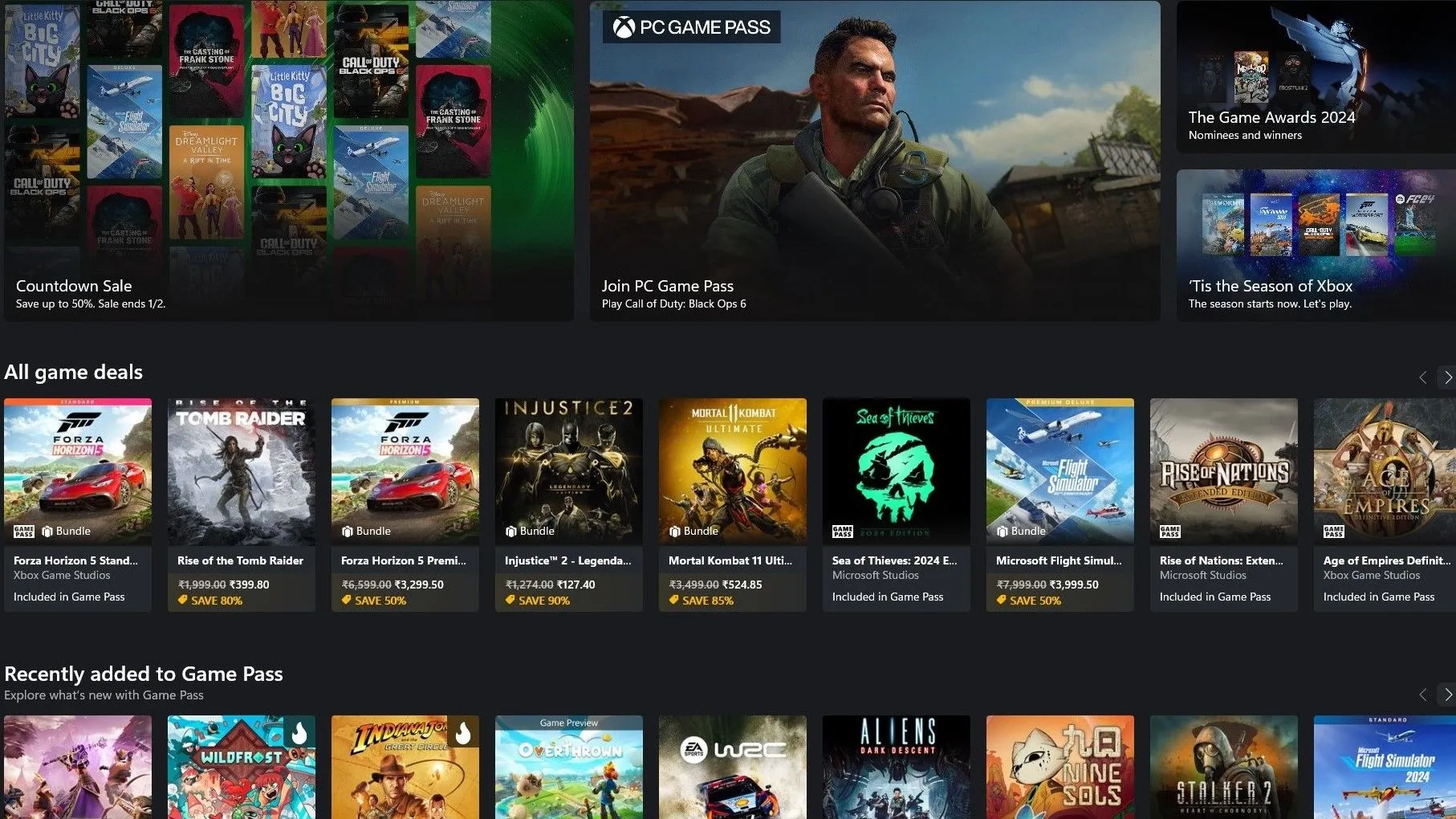 Giao diện ứng dụng Xbox với nhiều tựa game, minh họa giá trị của các gói đăng ký game console như Xbox Game Pass.