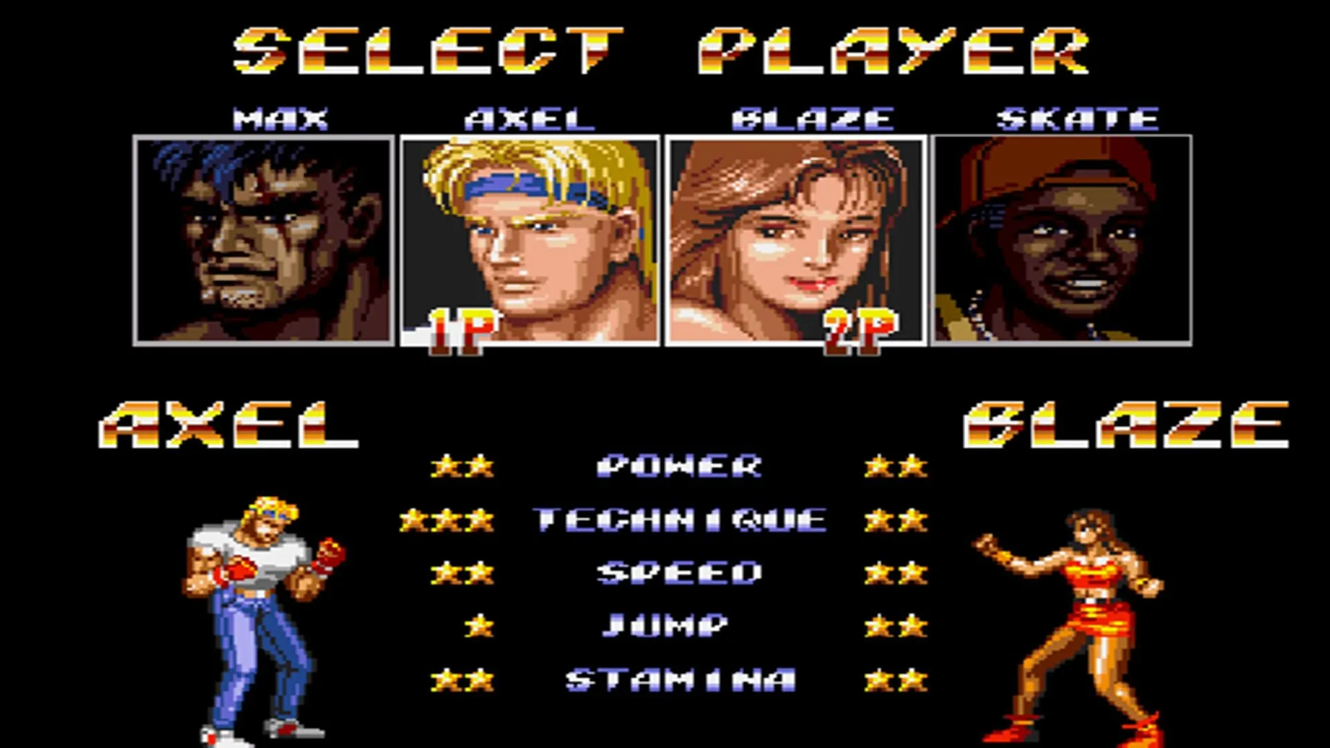 Hai nhân vật chiến đấu trong game Streets of Rage 2 trên RetroArch Netplay