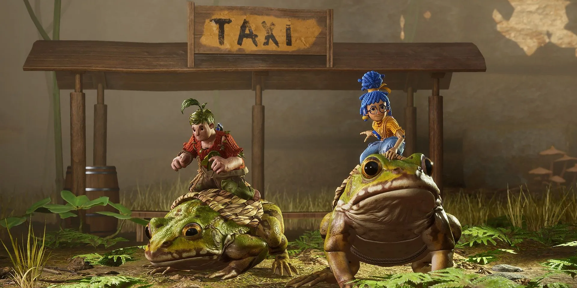 Hai nhân vật trong It Takes Two cùng nhau vượt qua thử thách platformer đầy màu sắc.