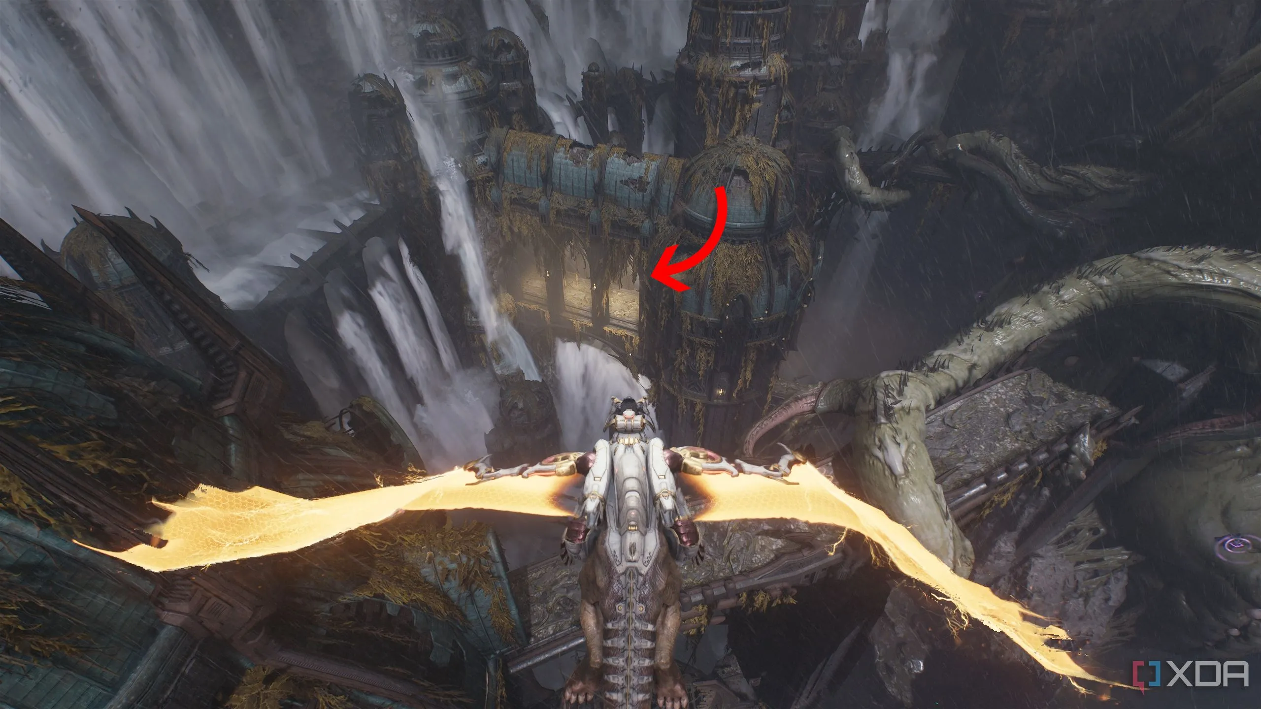 Hành lang màu vàng bên trong thành phố chìm cổ đại trong Chương 14 Doom The Dark Ages.