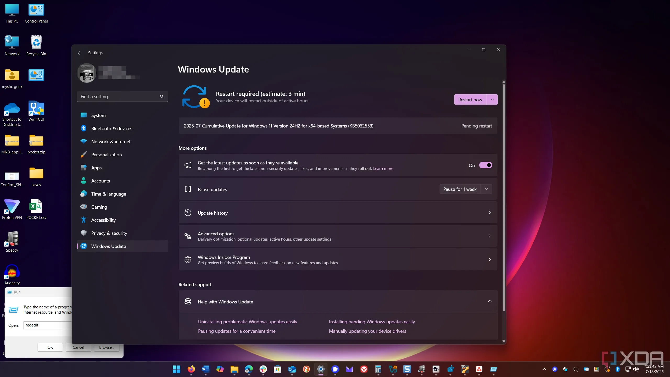 Hiển thị Windows Update trong ứng dụng Cài đặt của Windows 11