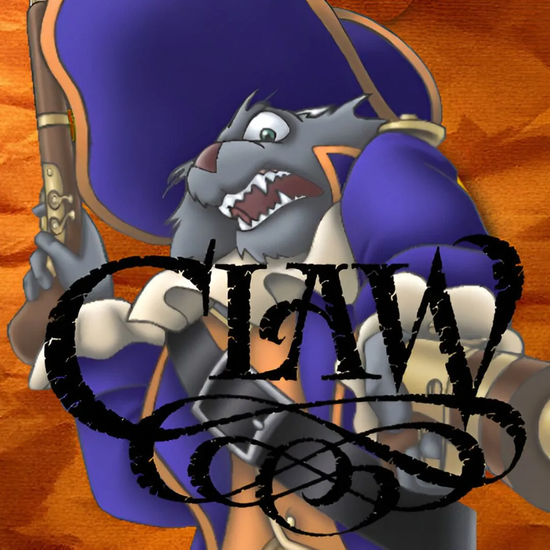 Hình ảnh bìa game Claw huyền thoại với Captain Claw - mèo cướp biển tay cầm kiếm sắc bén.