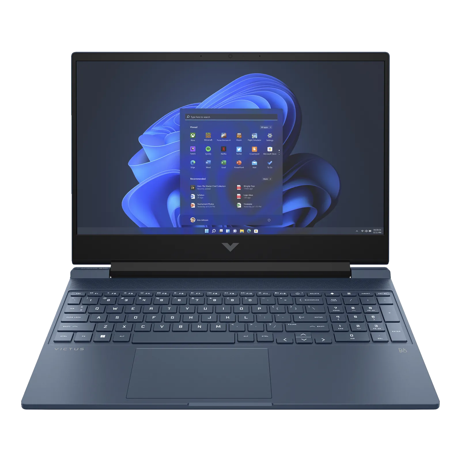 Hình ảnh cận cảnh laptop HP Victus 15t 2023 màu xanh hiệu năng cao